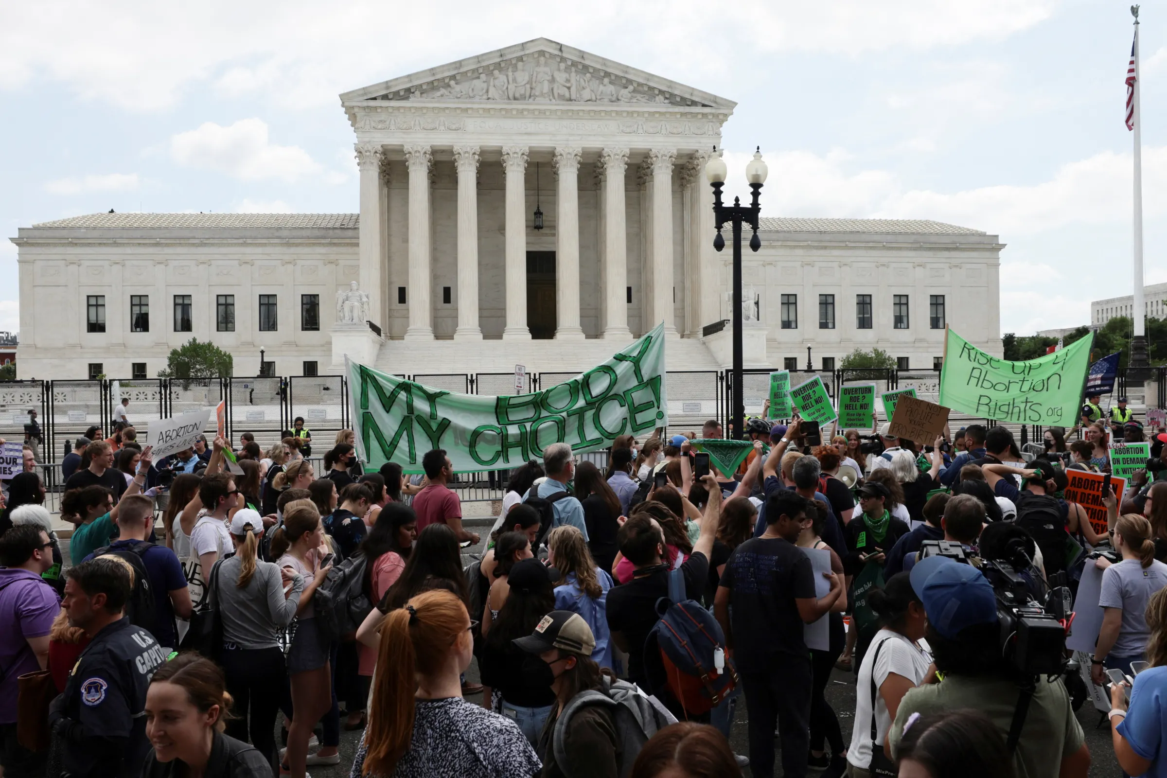 Abortion rights demonstrators protest outside the United States Supreme Court