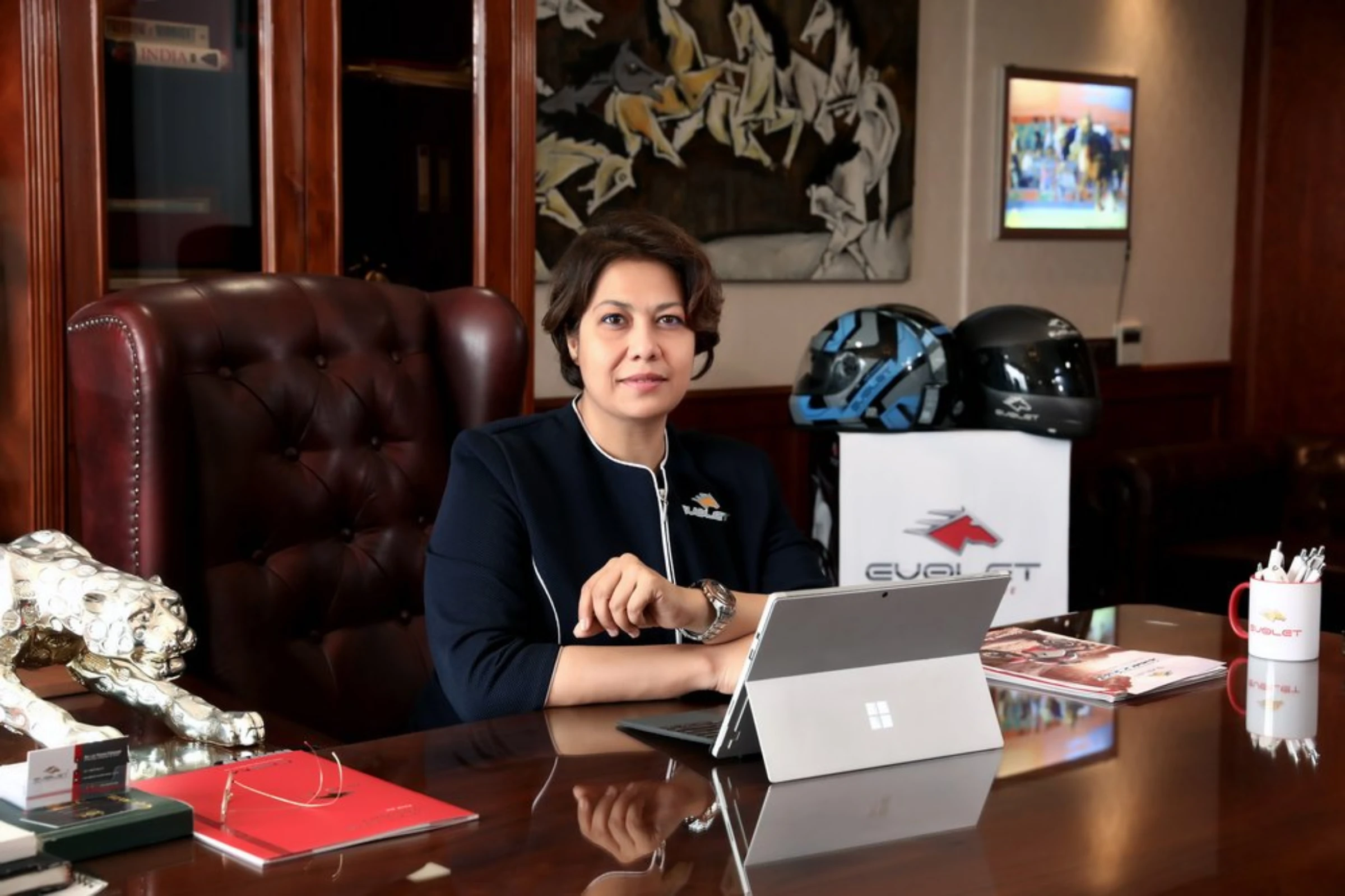 Prerana Chaturvedi, CEO of Evolet India, poses in her office in Gurgaon, India