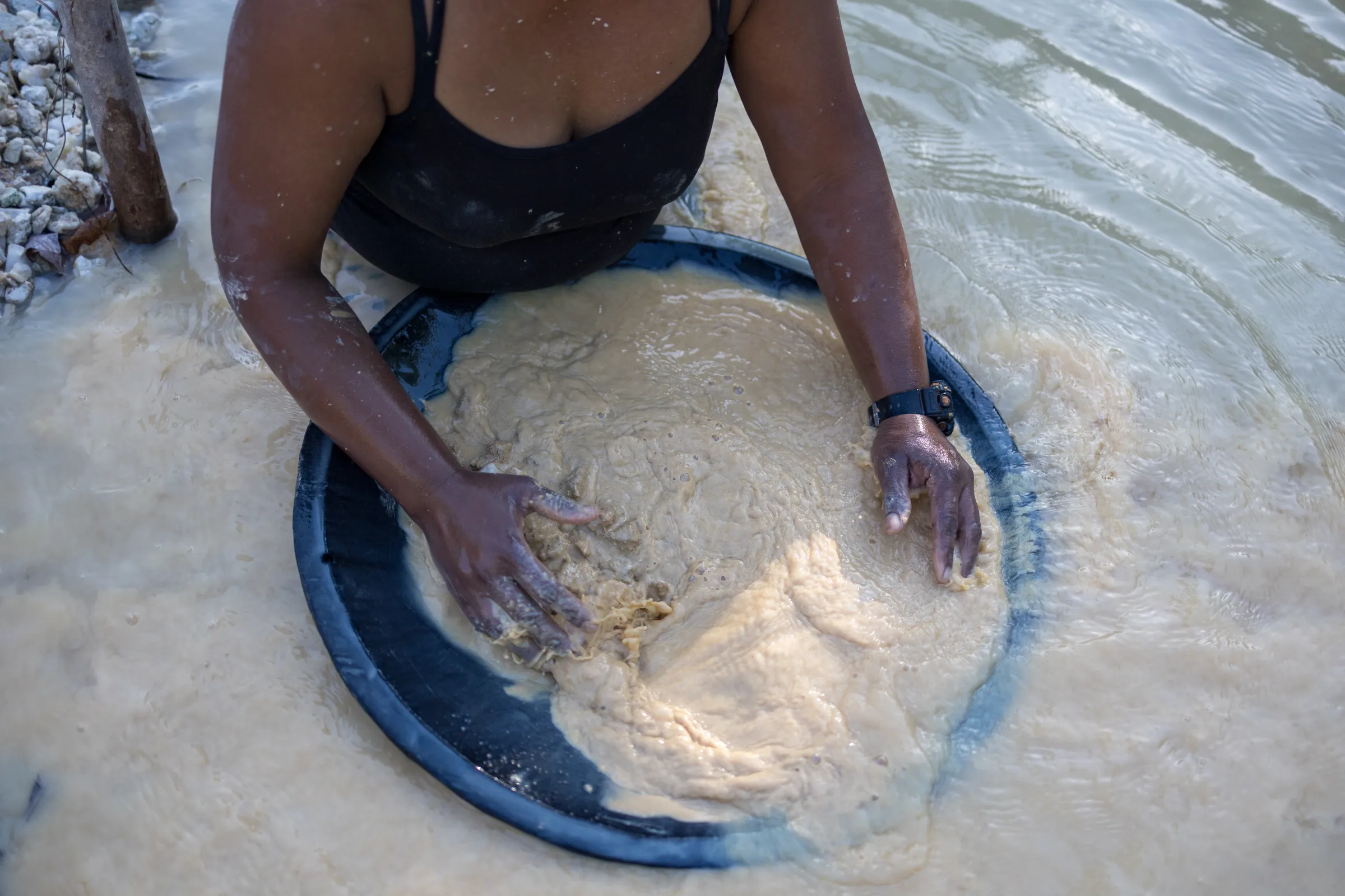 Christy Ortiz is one of the women participating in small-scale mining activities in Paracale, Camarines Norte. Gold mining serves as her primary source of income. March 5, 2024. Thomson Reuters Foundation/Kathleen Lei Limayo