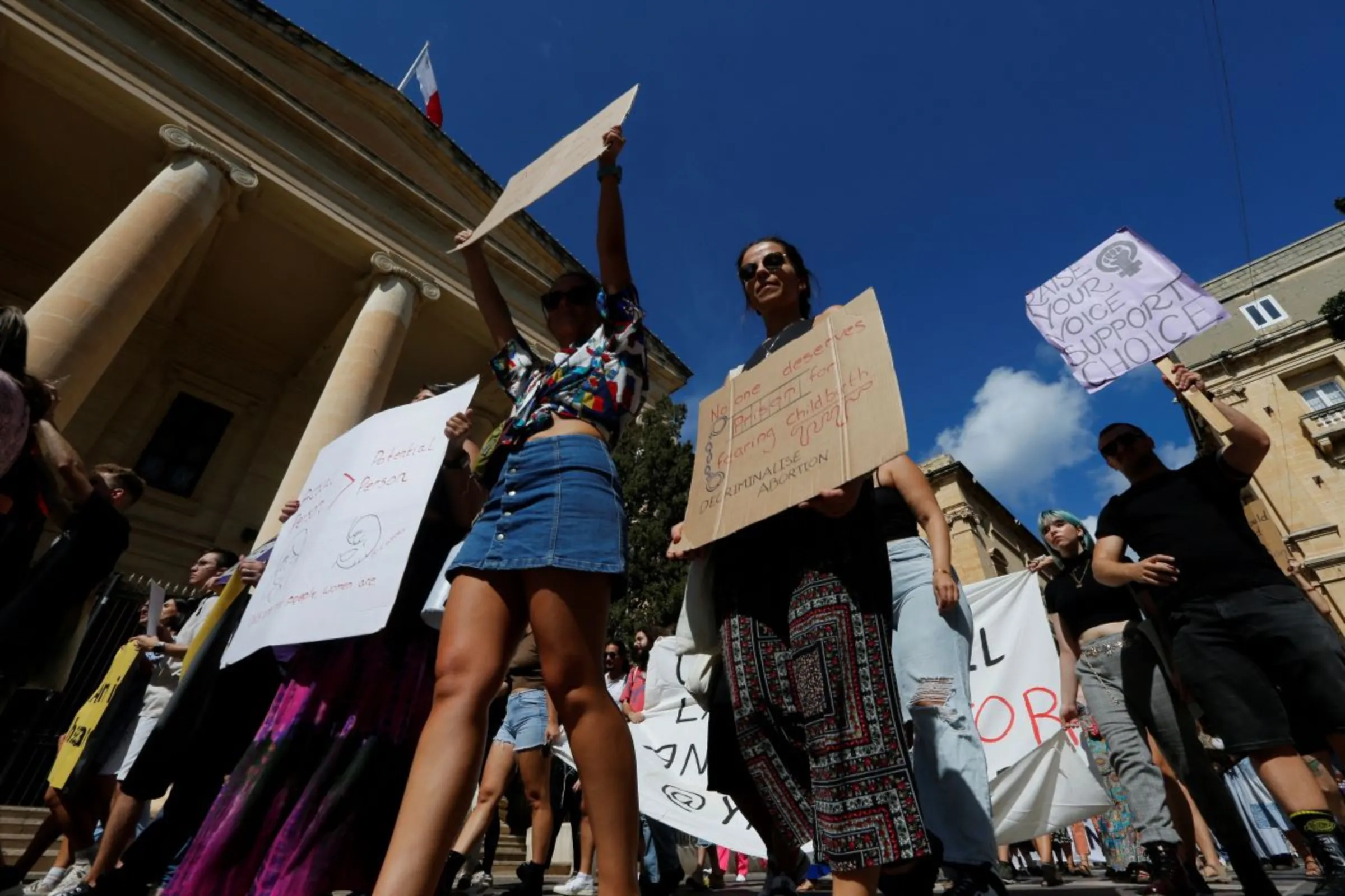 People demonstrate against Malta's total ban on abortion in Valletta, Malta, September 25, 2022