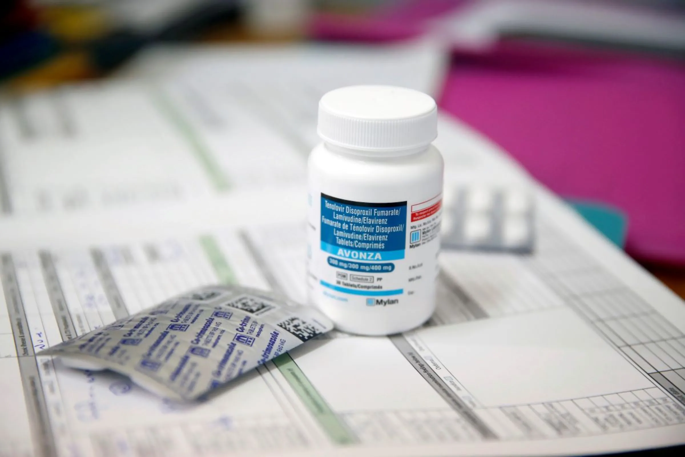 A box of HIV medicine is seen before being given to an HIV positive patient at the IOM treatment centre in Eastleigh, Nairobi, Kenya, November 29, 2018. Picture taken November 29, 2018 REUTERS/Baz Ratner