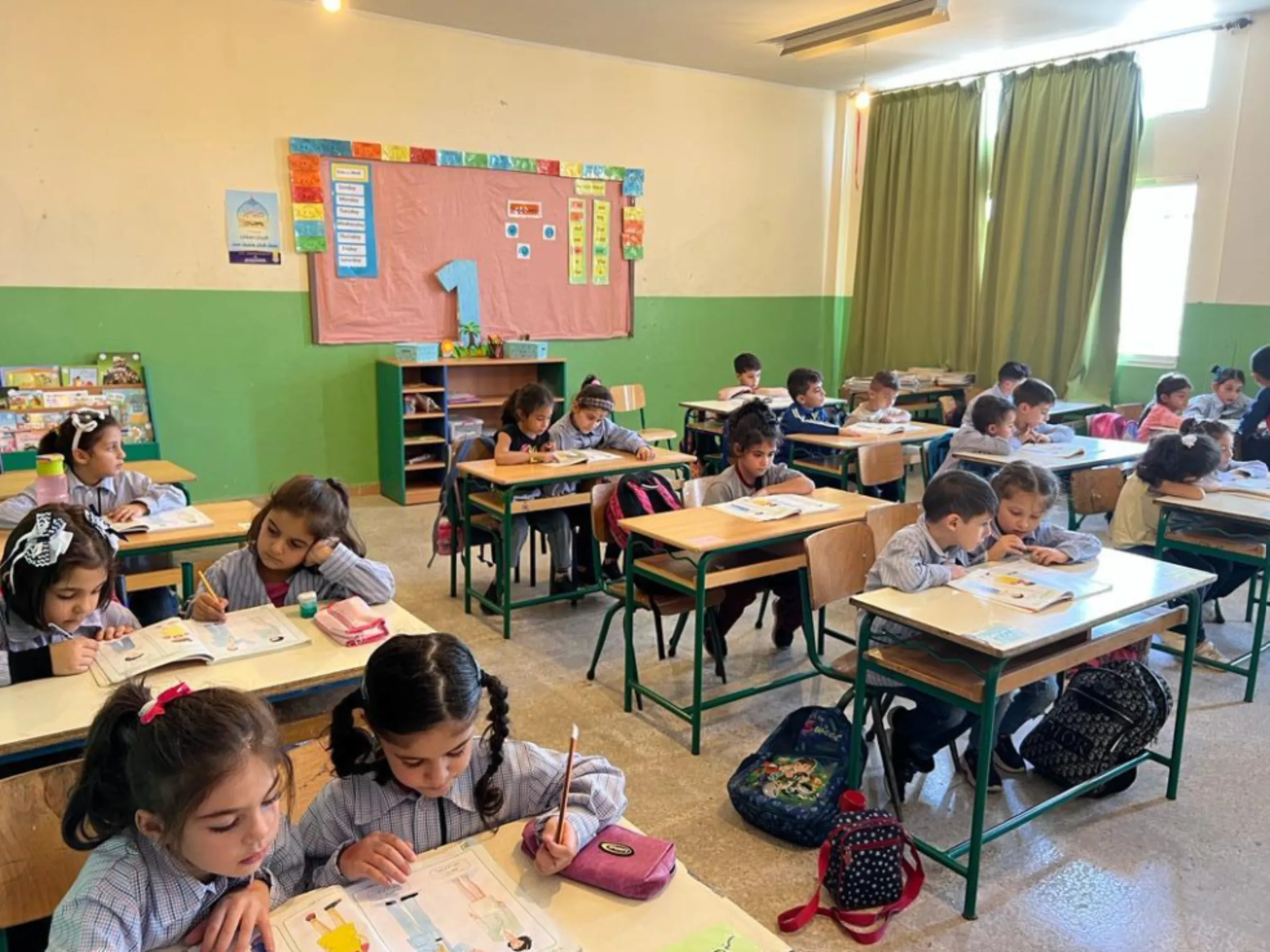 Students at the International School of Lebanon doing exercises in a classroom during a science class. Beirut, Lebanon on October 2022