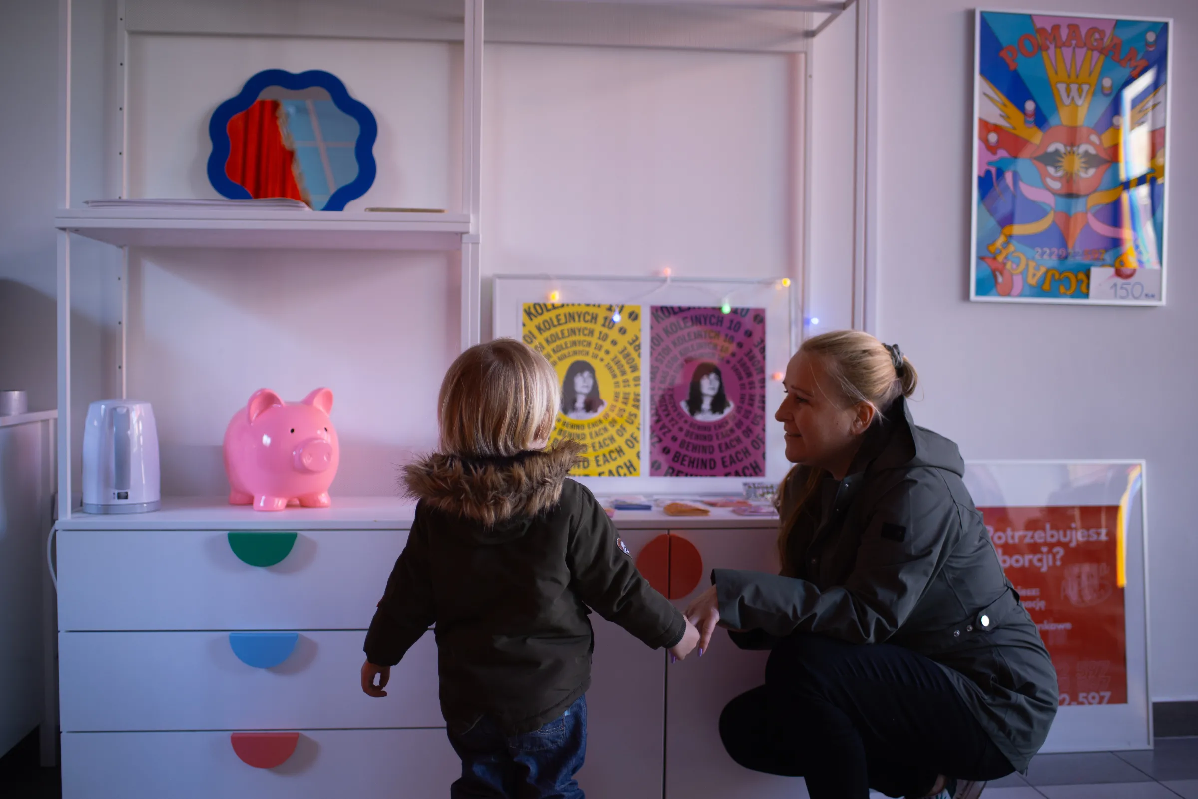 Joanna Sagier visits the abortion center with her two-year-old son. In 2021, activists helped Joanna arrange a trip to Holland to terminate her previous pregnancy, after the fetus was diagnosed with Edwards syndrome, a rare genetic disorder that causes severe disability and can also pose a risk to the pregnant woman's life. April 7, 2025. Thomson Reuters Foundation/Ada Petriczko