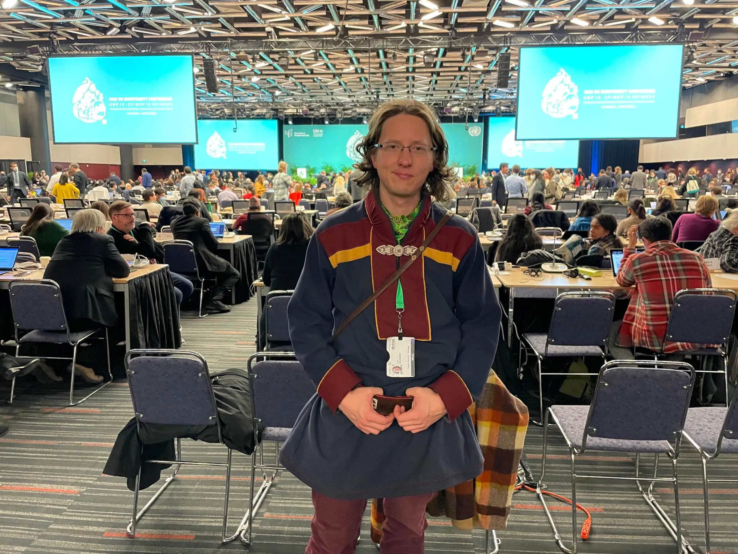 Aslak Holmberg, president of the Saami Council in Finland, at the U.N. COP15 nature conference in Montreal, Canada, December 18, 2022. Thomson Reuters Foundation/Jack Graham