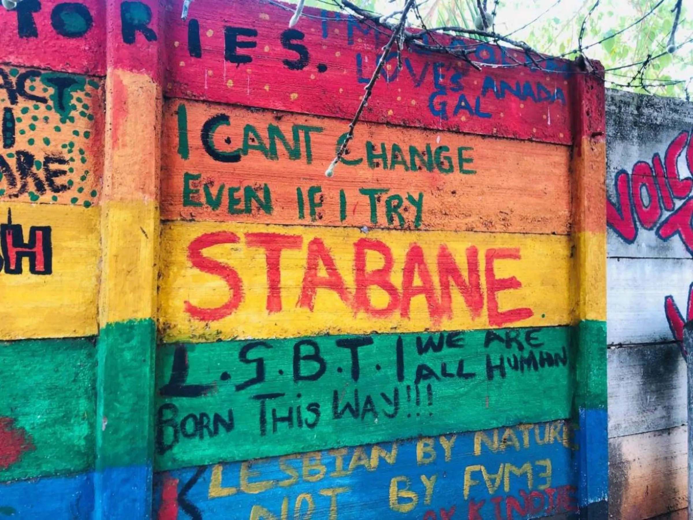 LGBTIQ community members' artwork can be found in the Sexual Rights Center in Bulawayo, Zimbabwe, 10 October 2023. Thomson Reuters Foundation/Lungelo Ndhlovu