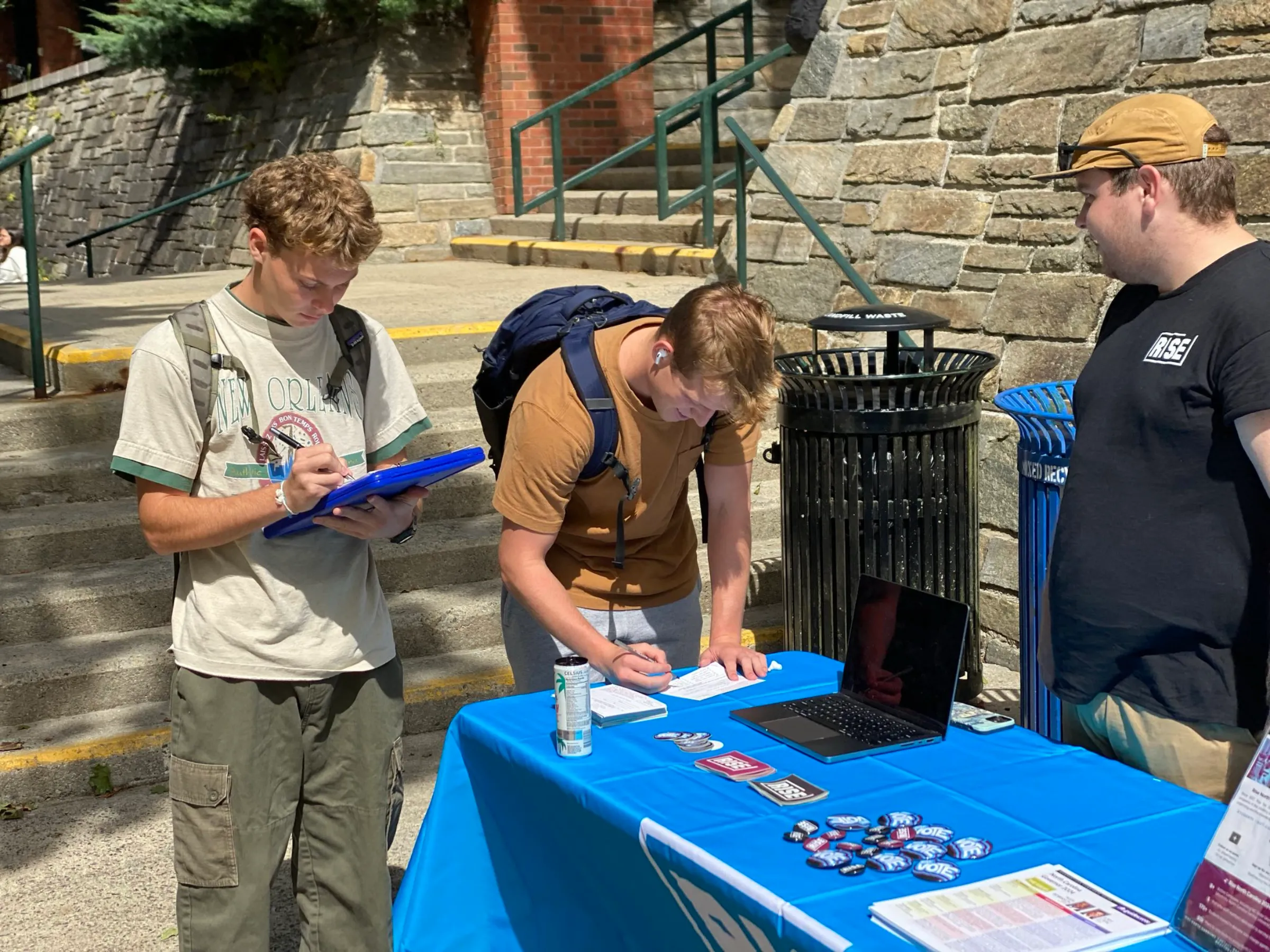 Students sign up at a get-out-the-vote event at Appalachian State University in Boone, North Carolina, in September 2024. David Moore/Handout via Thomson Reuters Foundation