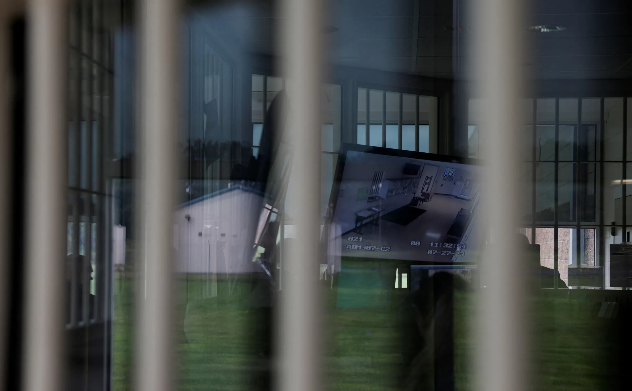 A view shows a security room at the Moshannon Valley Processing Center, a former prison repurposed as an immigration detention facility operated by the GEO Group in Philipsburg, Pennsylvania, U.S. July 27, 2023. REUTERS/Quinn Glabicki