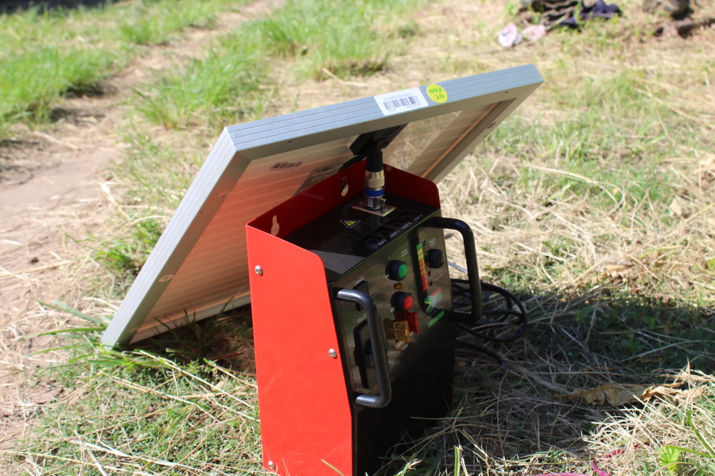 The solar panel distributed by Light Up A Home (LUAH) and Balwin Foundation to homes in Shakashead informal settlements, KwaDukuza, South Africa, February 2022. Balwin Foundation/Handout via Thomson Reuters Foundation