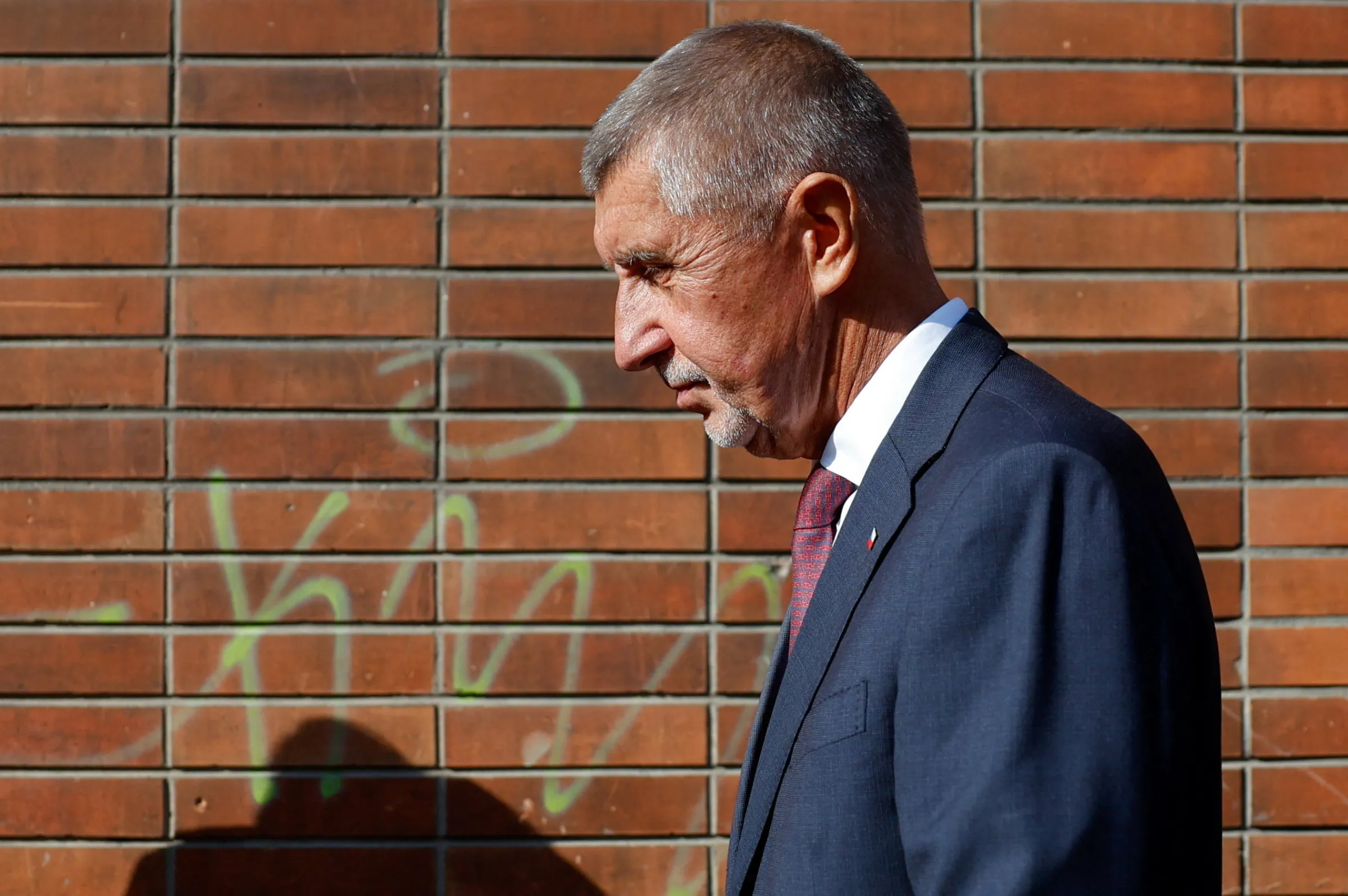 Leader of ANO party Andrej Babis walks outside of a polling station during the parliamentary elections in Ostrava, Czech Republic, October 3, 2025. REUTERS/David W Cerny