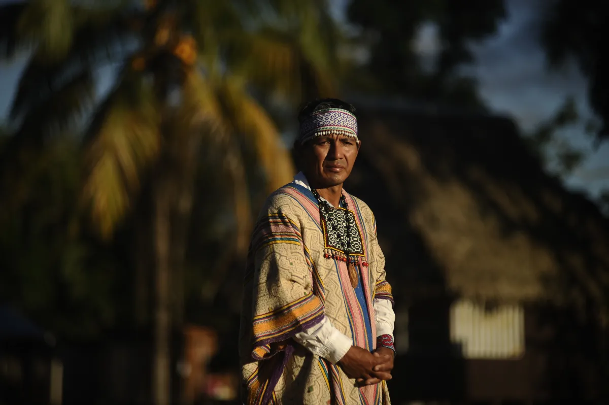 Saúl Martinez, leader of the Shipibo-Konibo community, is seen in Flor de Ucayali, Peru
