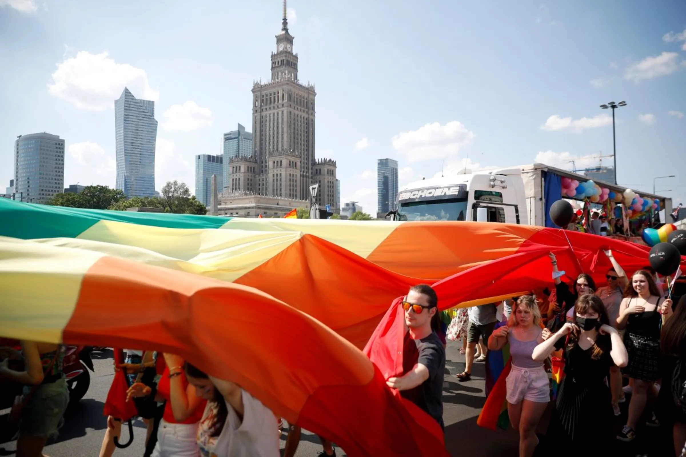 People attend the 'Equality Parade' rally in support of the LGBT community, in Warsaw, Poland June 19, 2021. REUTERS/Kacper Pempel