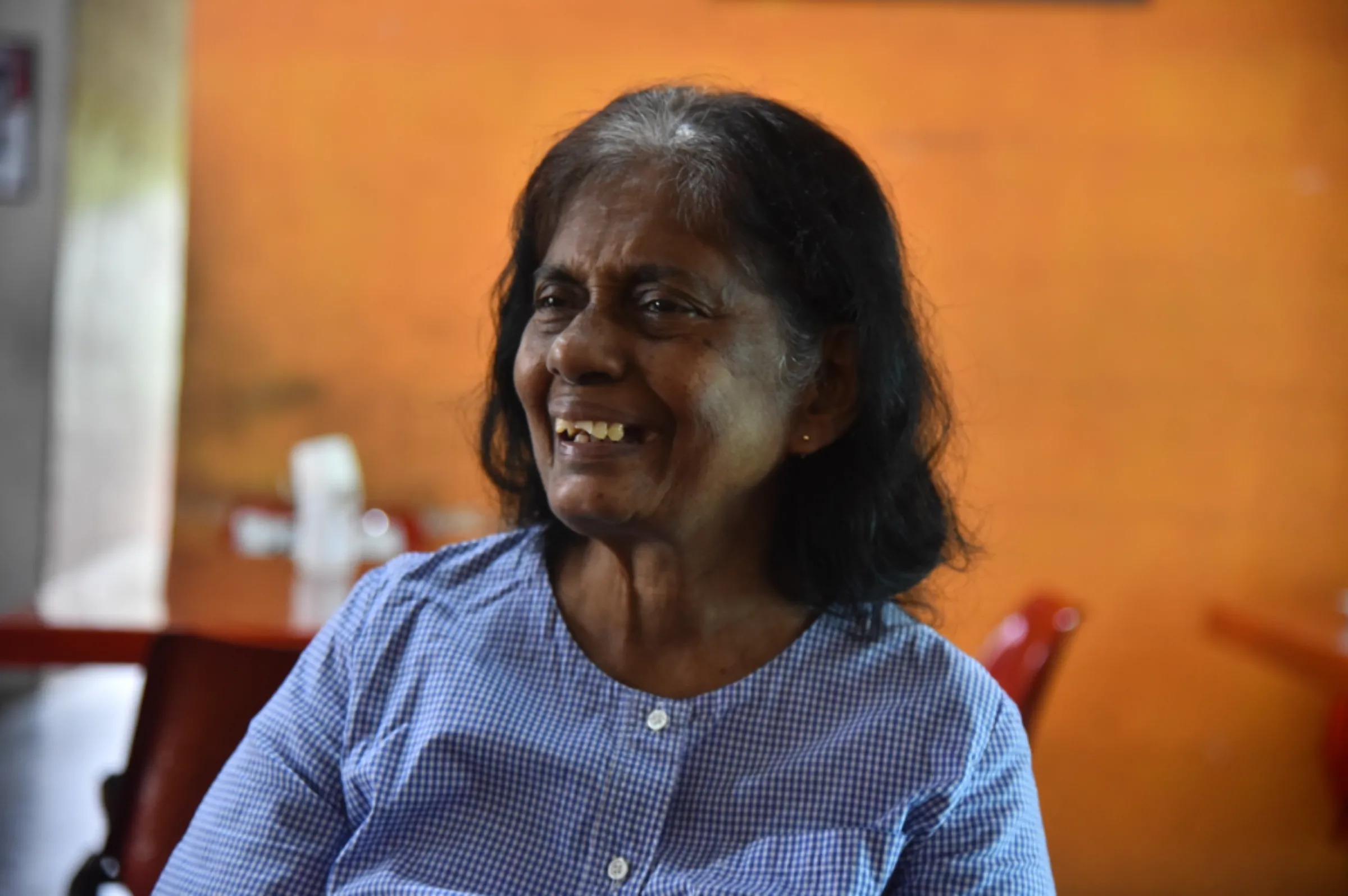 Senior citizen Milran Peiris talks about her concerns over medications dwindling in public hospitals in Ratmalana, Sri Lanka on January 20, 2023