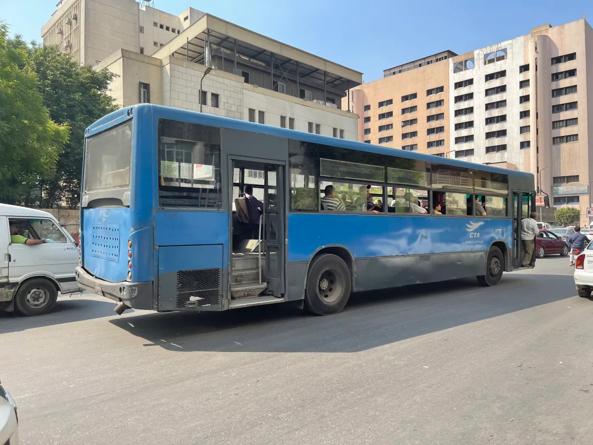 A ride-hailing bus seen on a street in downtown Cairo, Egypt.
