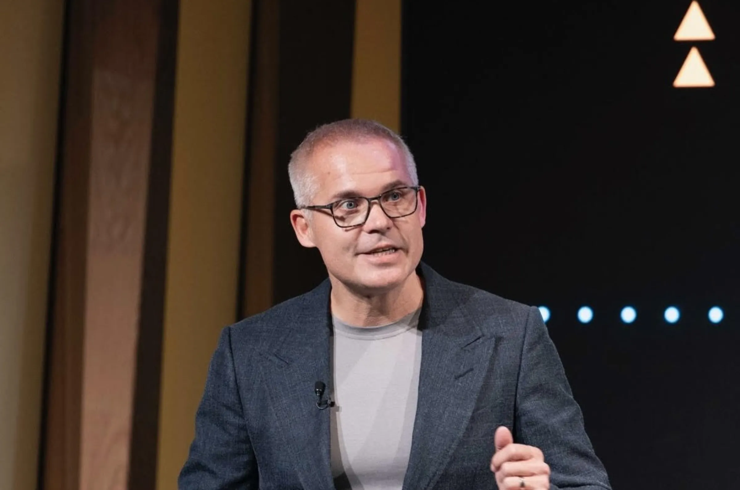 The CEO of Open for Business, Ken Janssens, speaks at an event organised by Windō, his former company, in London in March 2024. Thomson Reuters Foundation/Handout via Ken Janssens