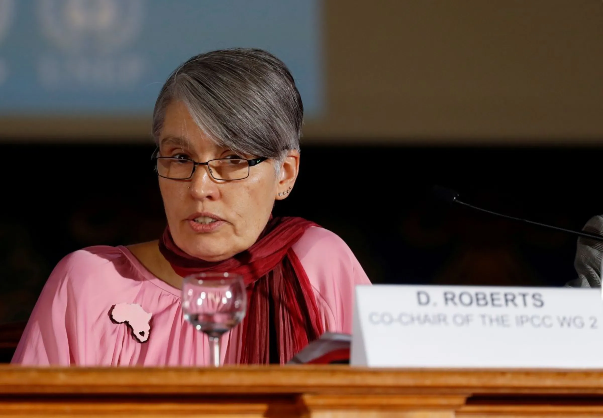 Co-chair of IPCC WG 2 Debra Roberts attends a news conference to present the special report on the Ocean and Cryosphere in a Changing Climate Context as part of the 51st Session of the Intergovernmental Panel on Climate Change (IPCC), in Monaco, September 25, 2019