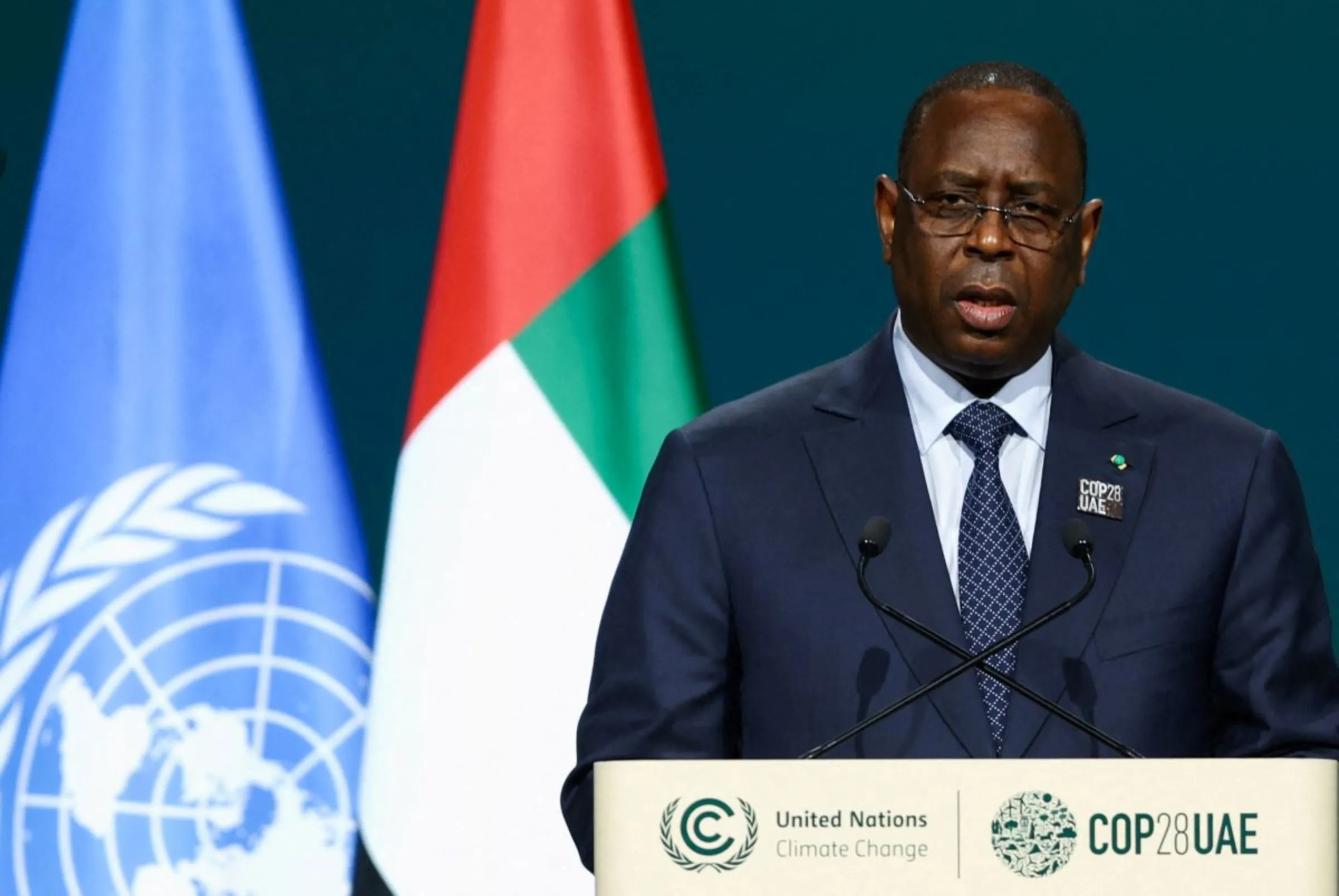 President of Senegal Macky Sall delivers a national statement at the World Climate Action Summit during the United Nations Climate Change Conference (COP28) in Dubai, United Arab Emirates, December 1, 2023. REUTERS/Amr Alfiky
