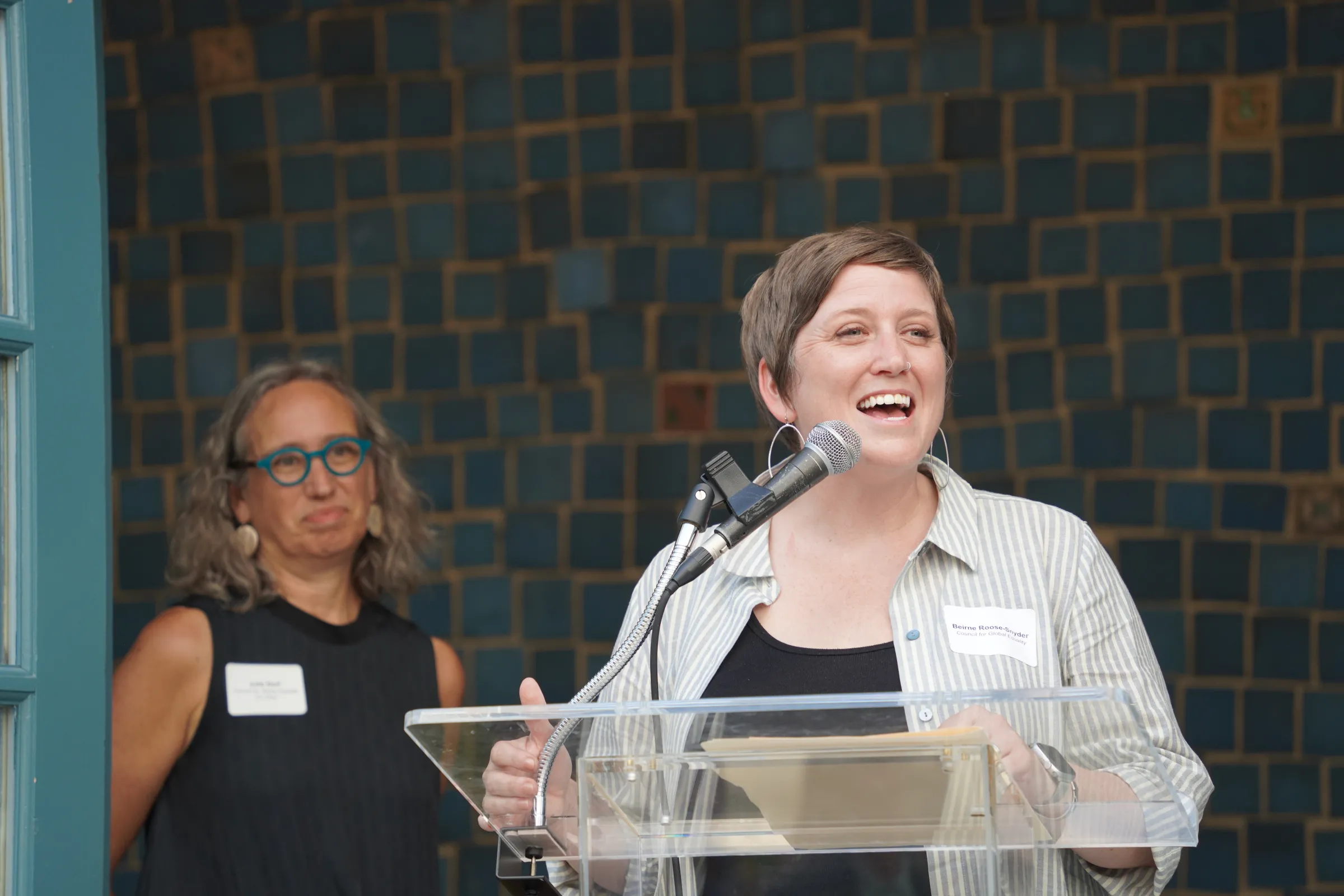 Beirne Roose-Snyder speaks at Pride reception at the Council for Global Equality in Washington D.C., June 2024. Council for Global Equality/Handout via Thomson Reuters Foundation.