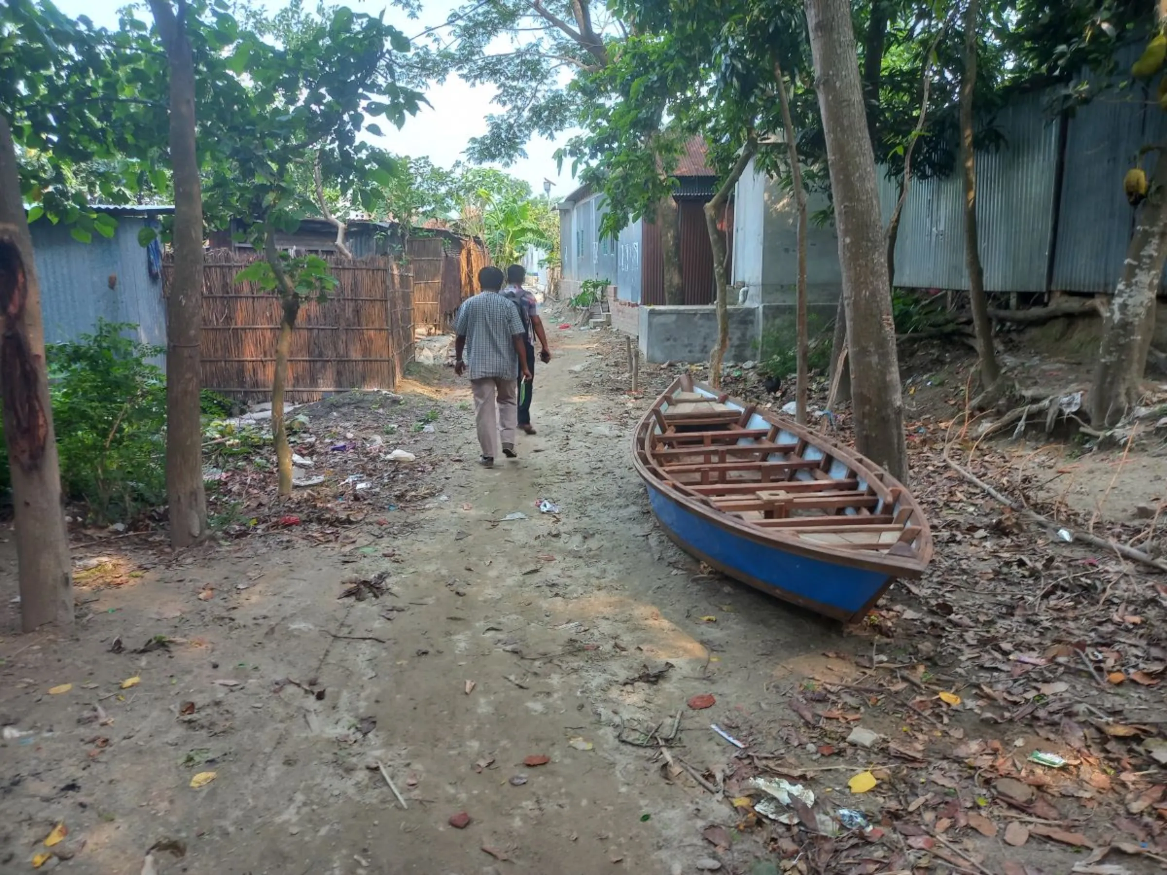 A boat used by community volunteers under Practical Action's flood resilience programme to rescue people during flooding, Faridpur, Bangladesh, May 21, 2023