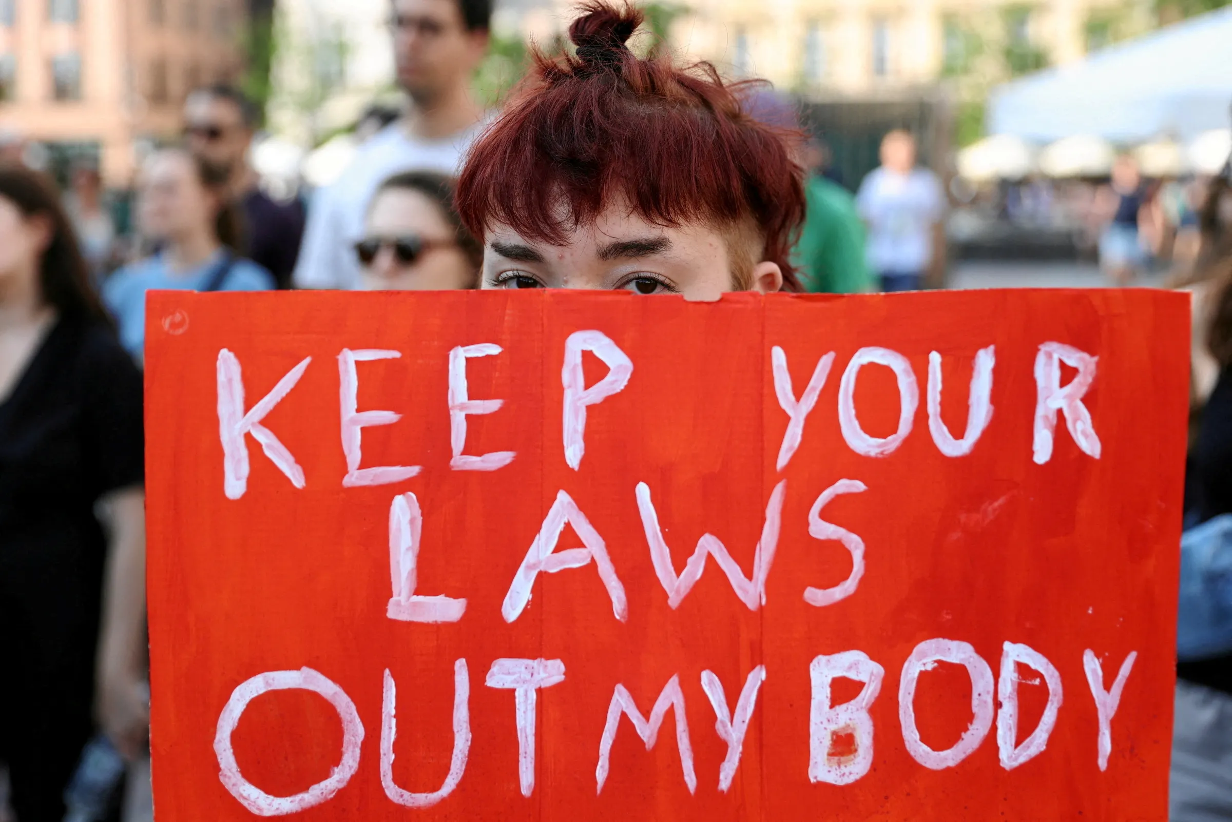 People protest in favour of liberalising Polish abortion laws w Krakow, Poland July 23, 2024 Agencja Wyborcza.pl/Konrad Kozlowski via REUTERS