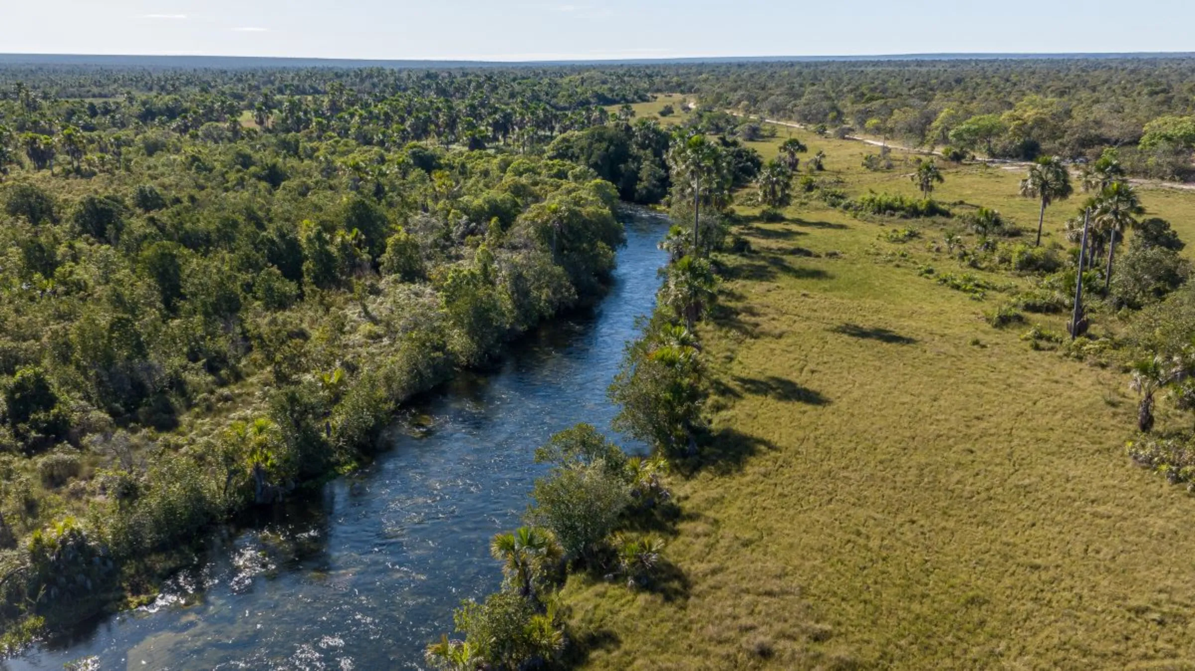 The river neighbouring Cachoeira where Adão Batista Gomes and his nephew Jossone Lopes live, in Bahia, Brazil. June, 2023. Thomas Bauer/Earthsight/Handout via Thomson Reuters Foundation