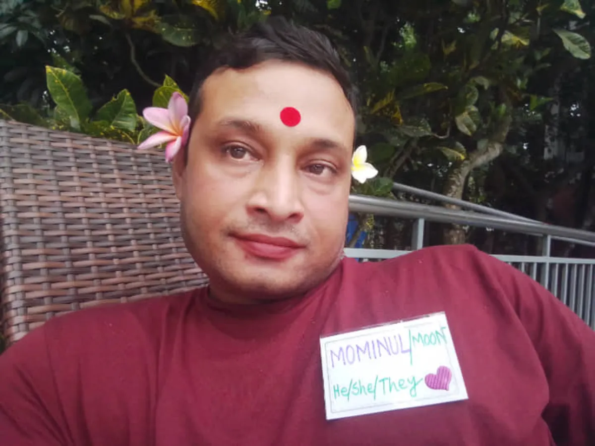 Mominul, an activist who works for the rights of gender and sexual minorities in Bangladesh, poses for a photo.