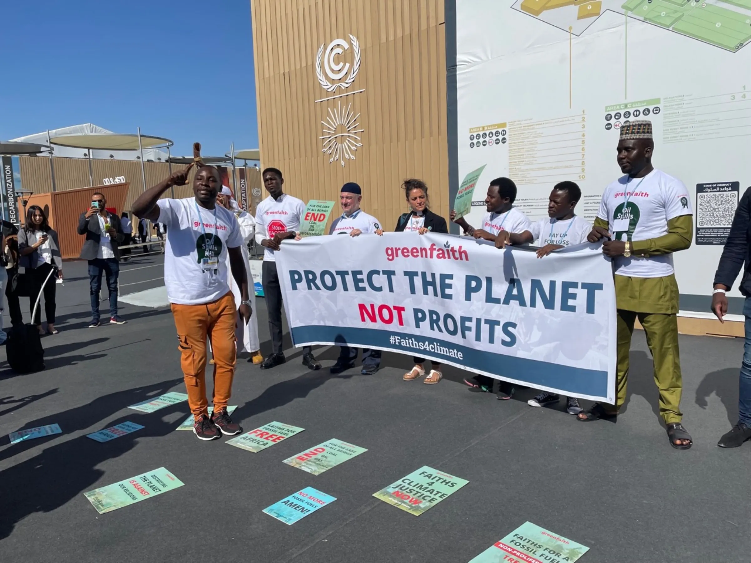 Friday Barilule Nbani, a Nigerian activist with local environmental group GreenFaith, attends a demonstration at the COP27 climate summit in Egypt calling for 'no more fossil fuels', November 11, 2022