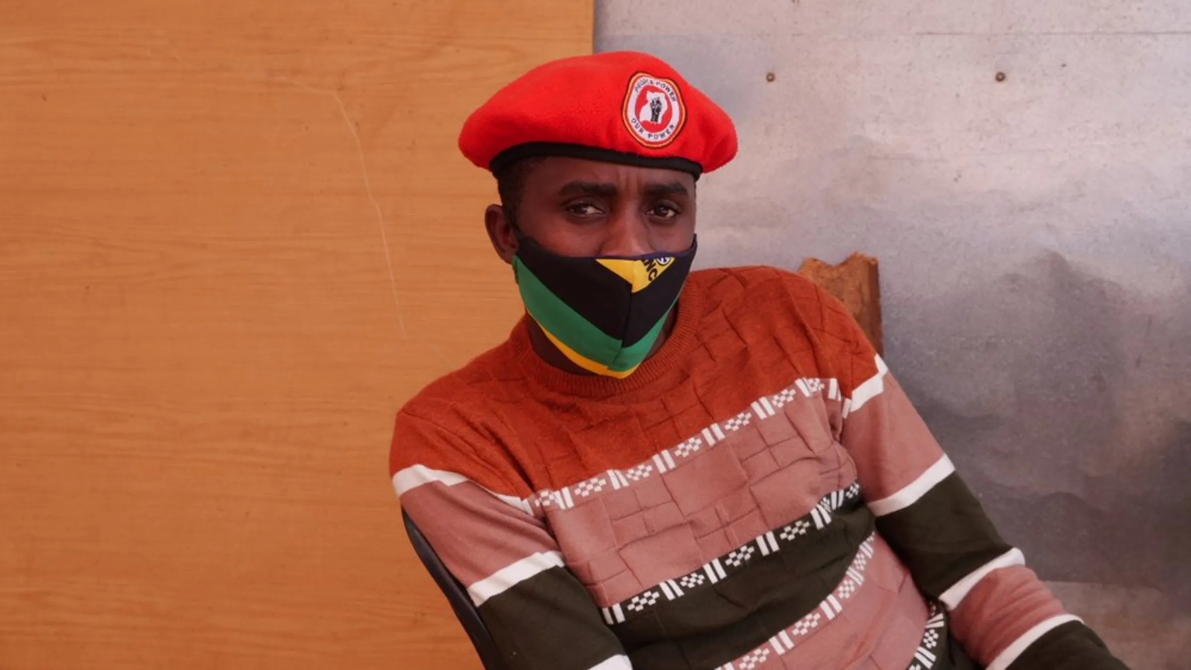 David, founder of an informal trade union for Ugandan Uber Eats drivers in South Africa, poses for a photo in Johannesburg, South Africa. March 22, 2021. Thomson Reuters Foundation/Kim Harrisberg