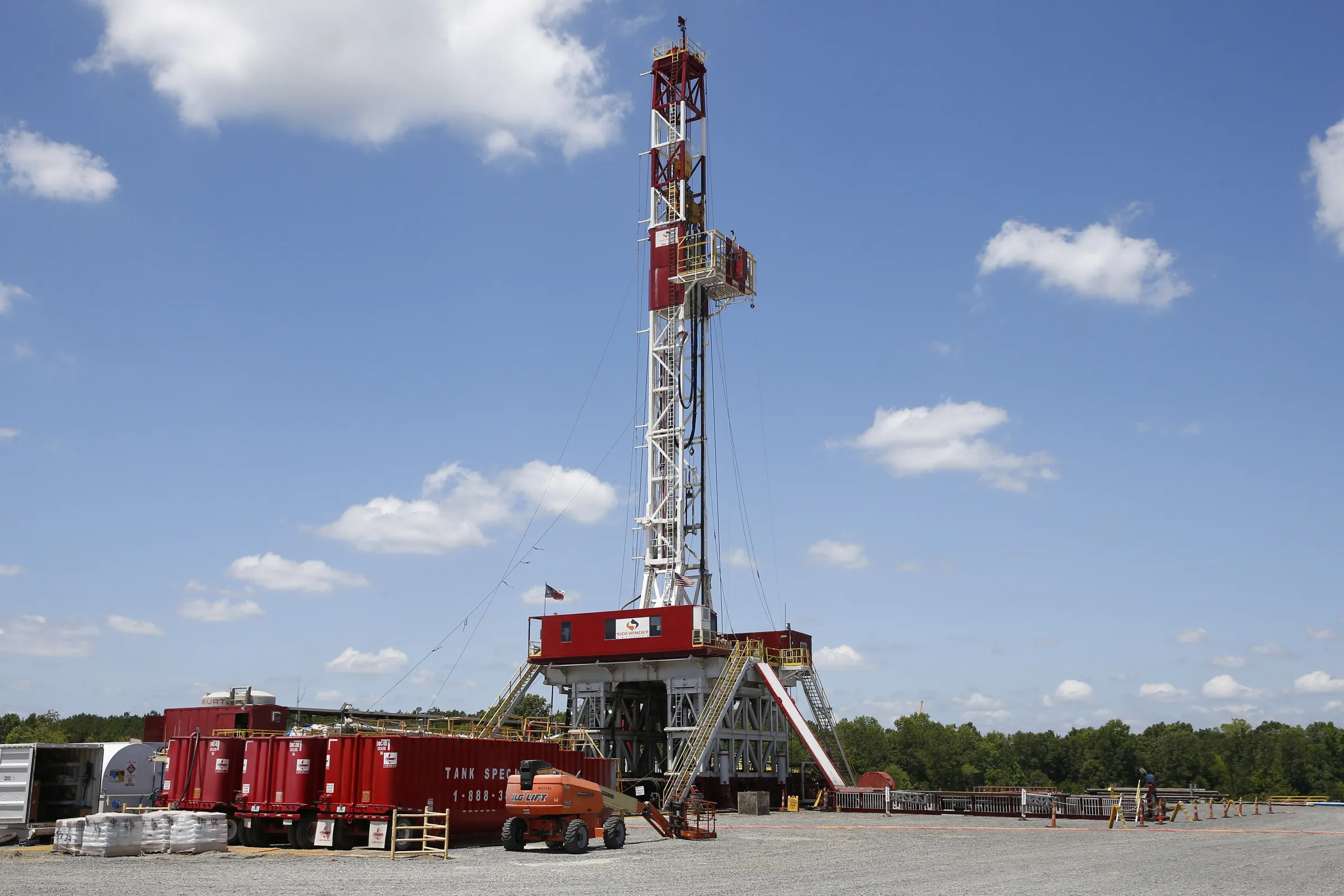 A drill rig is pictured at the BP America Dracorex Gas Unit well site in Lufkin, Texas, U.S., June 13, 2018. REUTERS/Jonathan Bachman