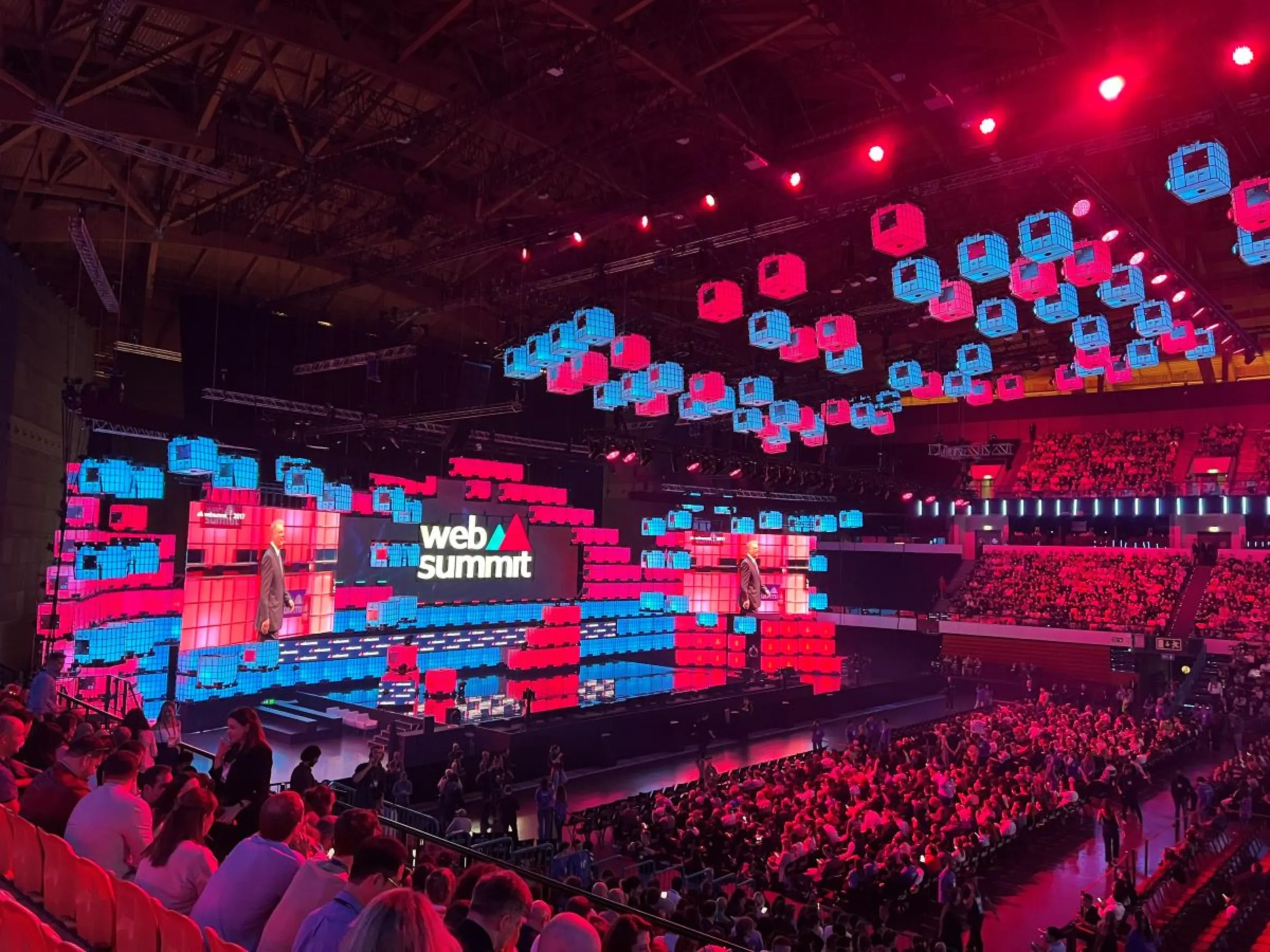 A view of the main stage at Web Summit in Lisbon, Portugal, November 13, 2023. Thomson Reuters Foundation/Zoe Tabary