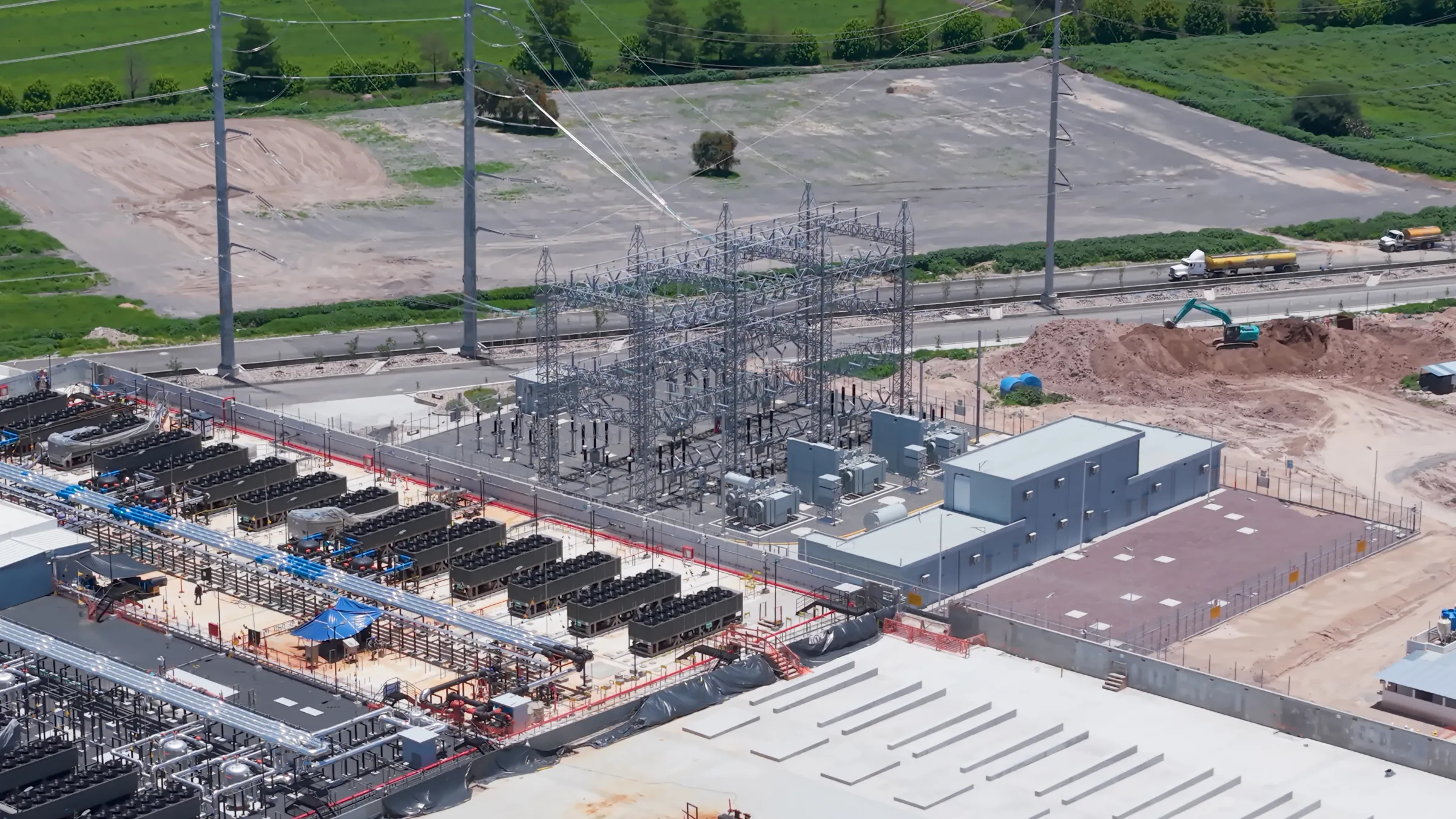 Drone shot of a electrical substation at a data centre in the municipality of Colón, Querétaro. July 25, 2025. Thomson Reuters Foundation/Miguel Tovar