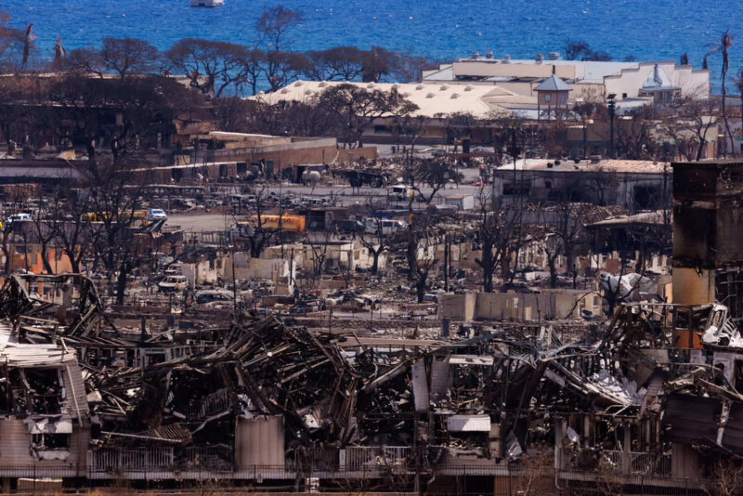 A general view shows damage in the fire-ravaged town of Lahaina on the island of Maui in Hawaii, U.S., August 15, 2023. REUTERS/Mike Blake
