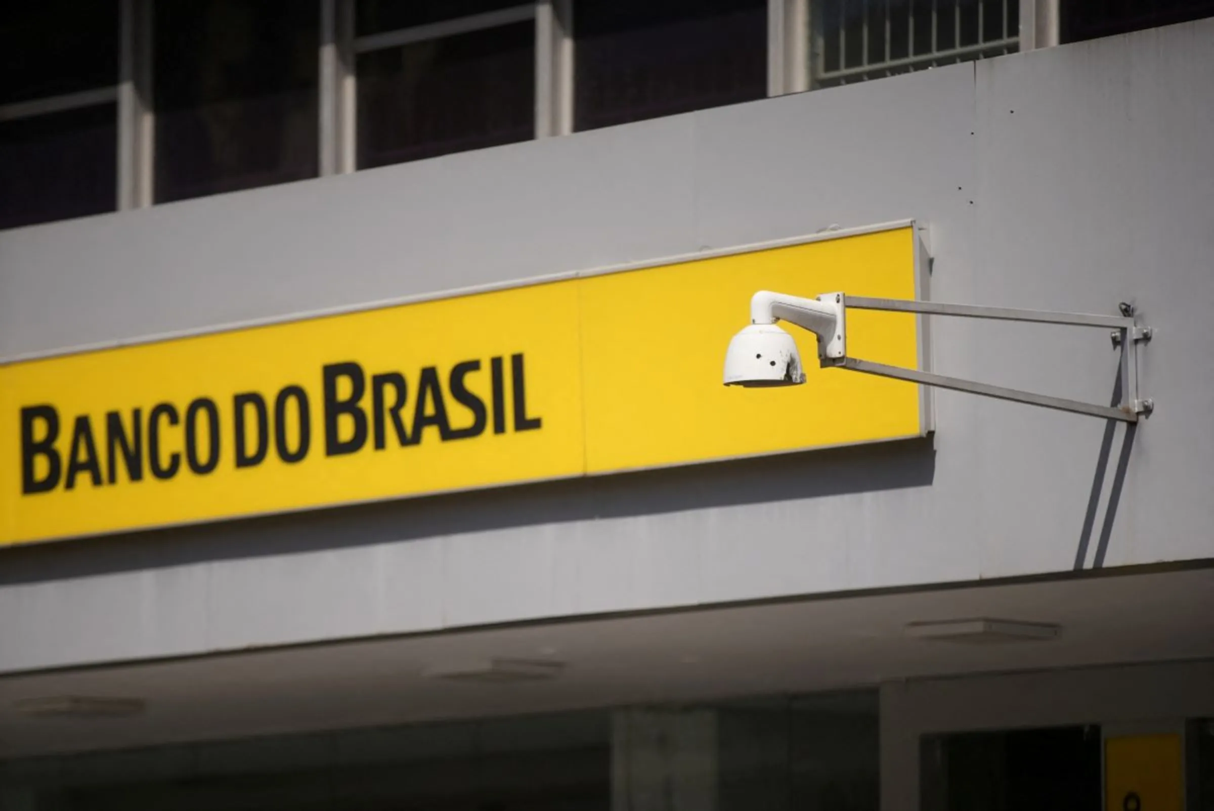 A security camera is seen damaged by bullet marks at the Banco do Brasil bank in the Uberaba city, in Minas Gerais state, Brazil August 4, 2022. REUTERS/Leonardo Benassato