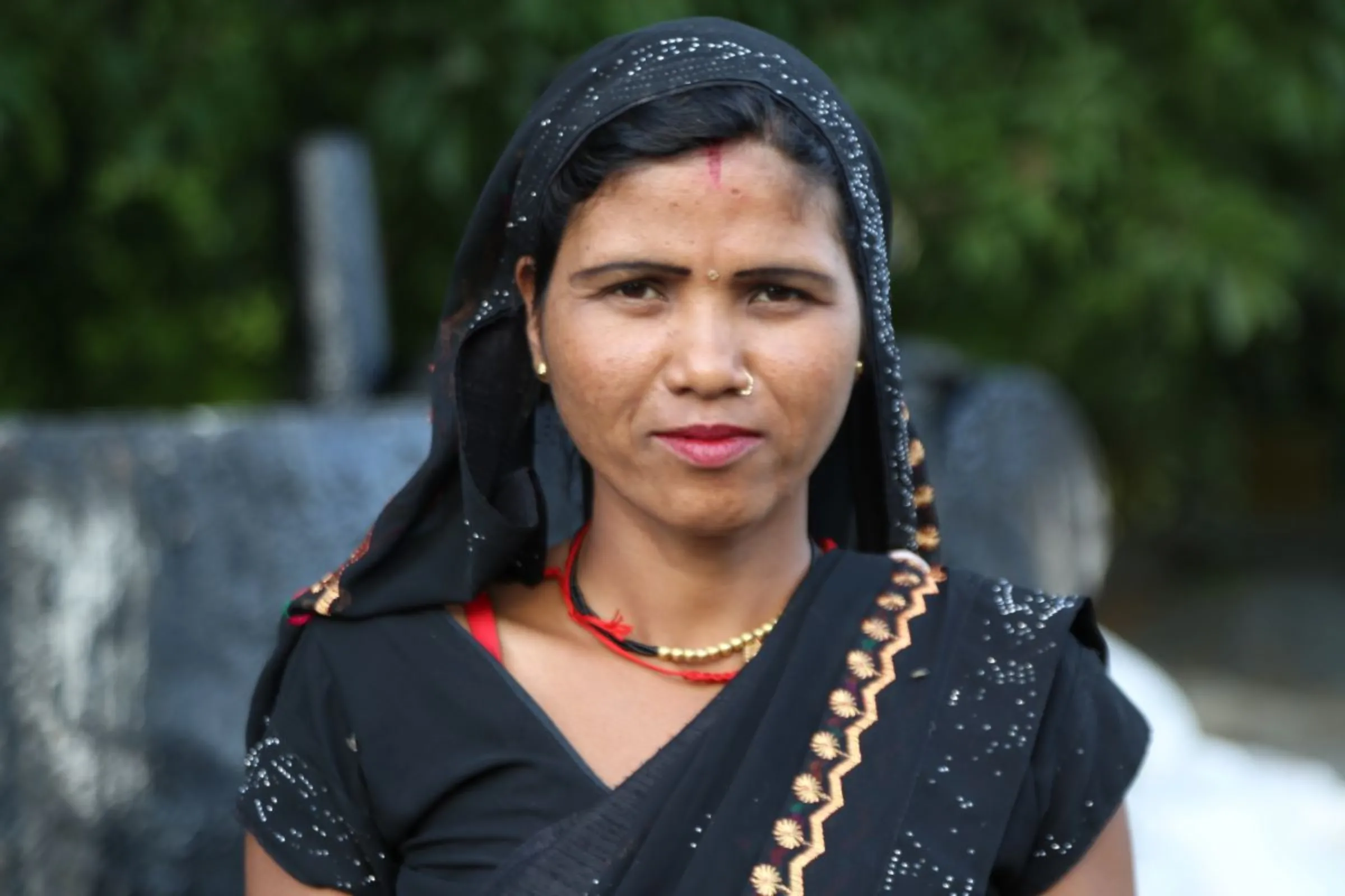 Binita Ahirwar, a labourer at a Delhi-based cardboard box factory, will not go back to her home state of Madhya Pradesh to vote in May over fears of losing wages, Noida, India, April 24, 2024. Thomson Reuters Foundation/Annie Banerji