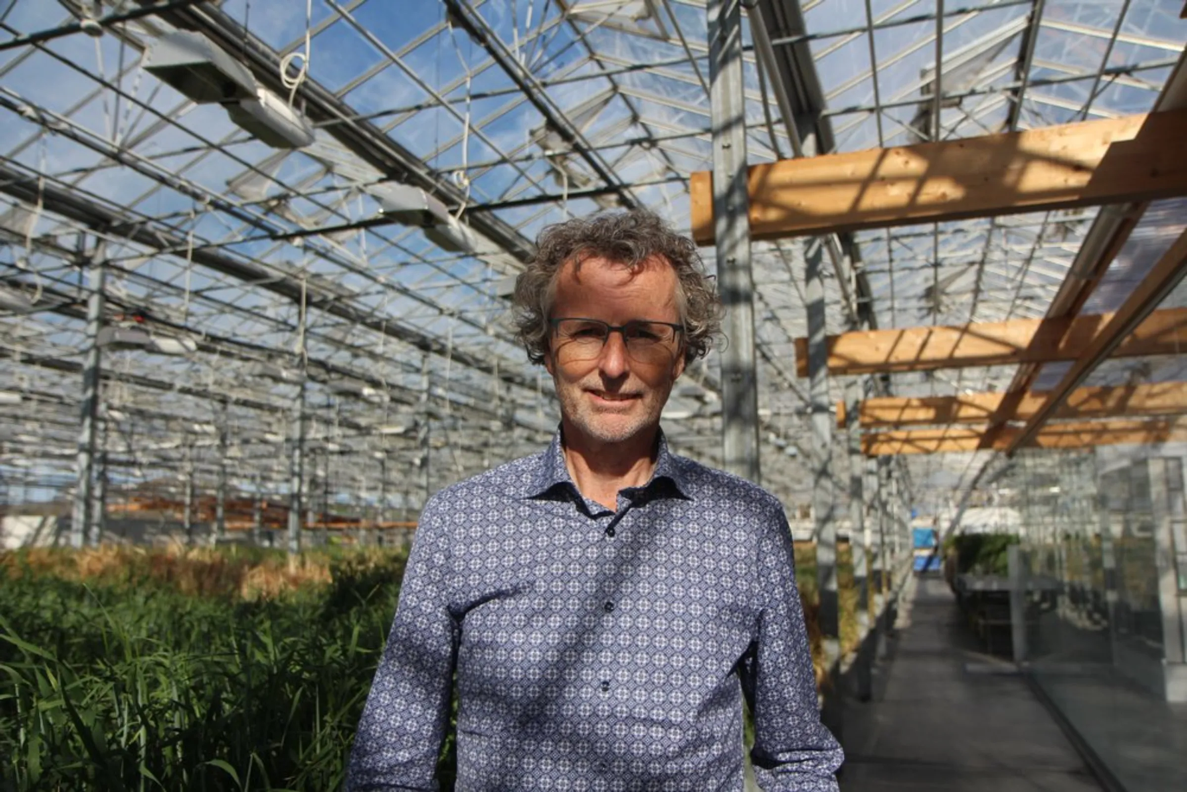 Bjorn Orvar, co-founder and Chief Scientific Officer at ORF Genetics, poses for the camera at the company’s greenhouse in southwest Iceland on August 24, 2020