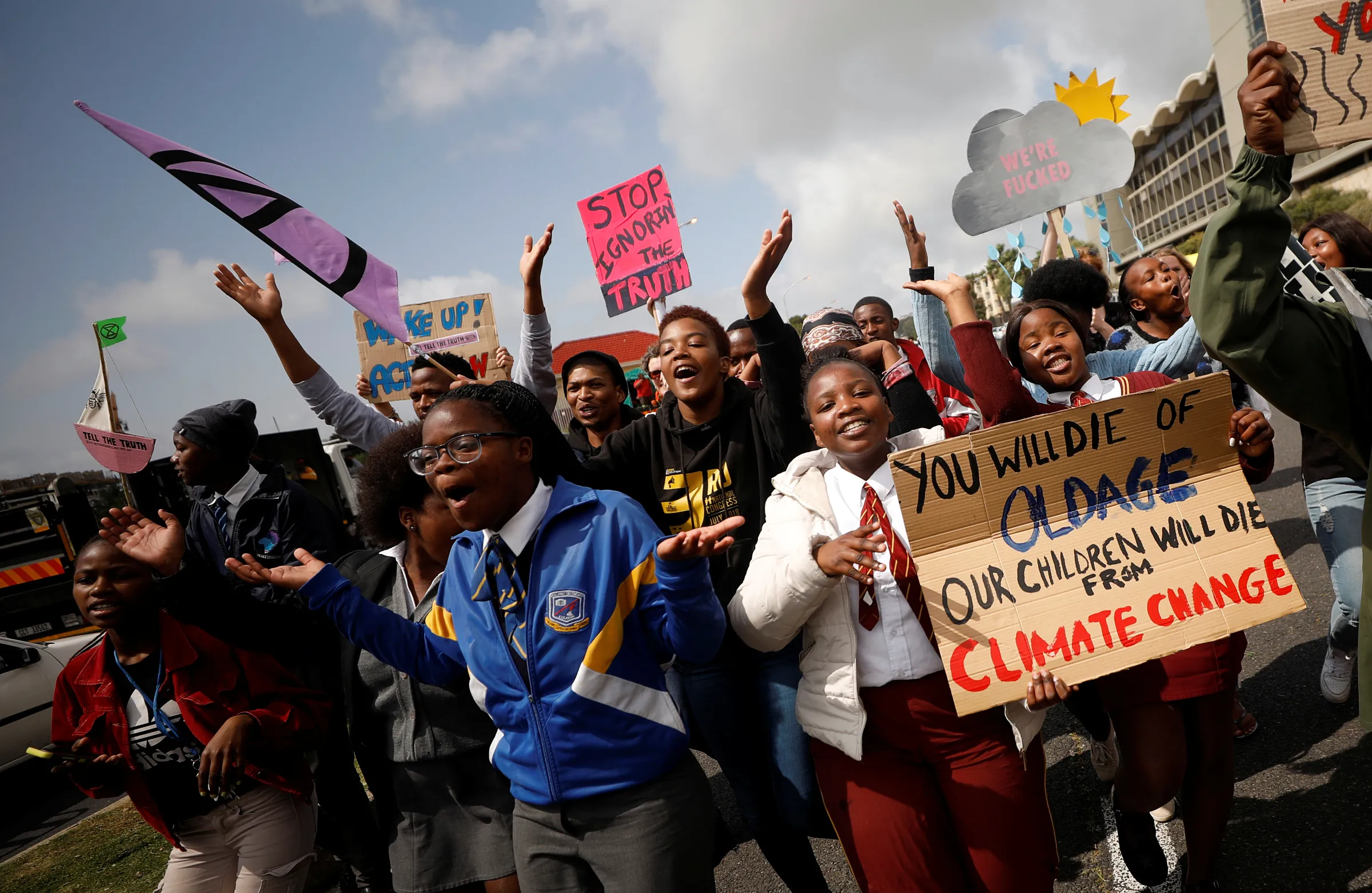 Young activists march as part of the Global Climate Strike of the movement Fridays for Future, in Cape Town, South Africa September 20, 2019