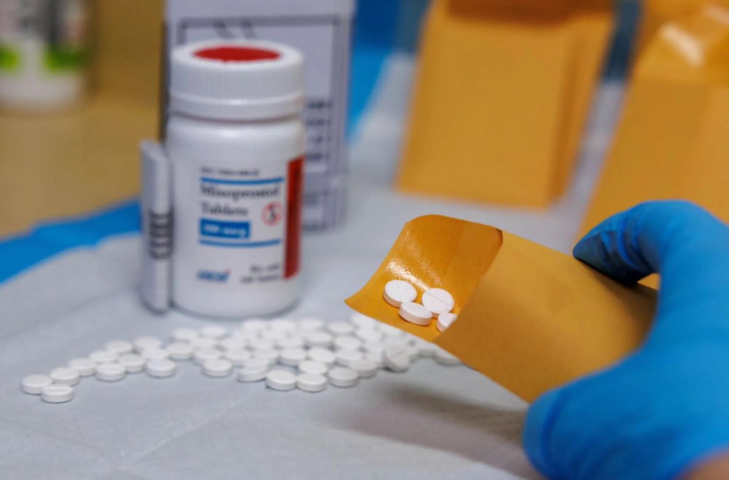 Misoprostol pills, the second medication used in a medical abortion, are put in envelopes for patients at Alamo Women's Clinic in Albuquerque, New Mexico, U.S., January 10, 2023