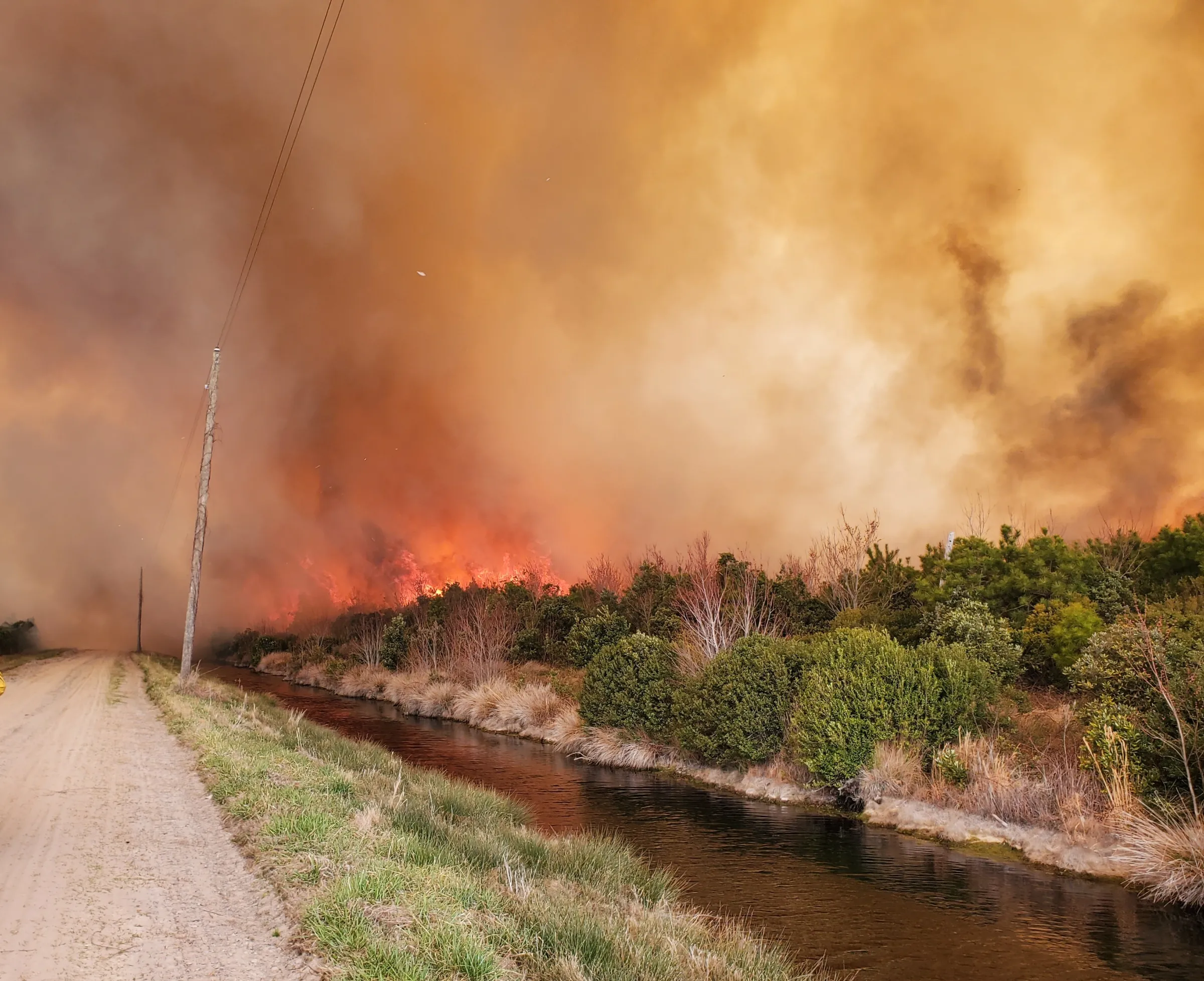 The Jackson Road Fire, which originated at a military bombing range in Dare County, North Carolina, burned through more than 1,000 acres of land in March 2022
