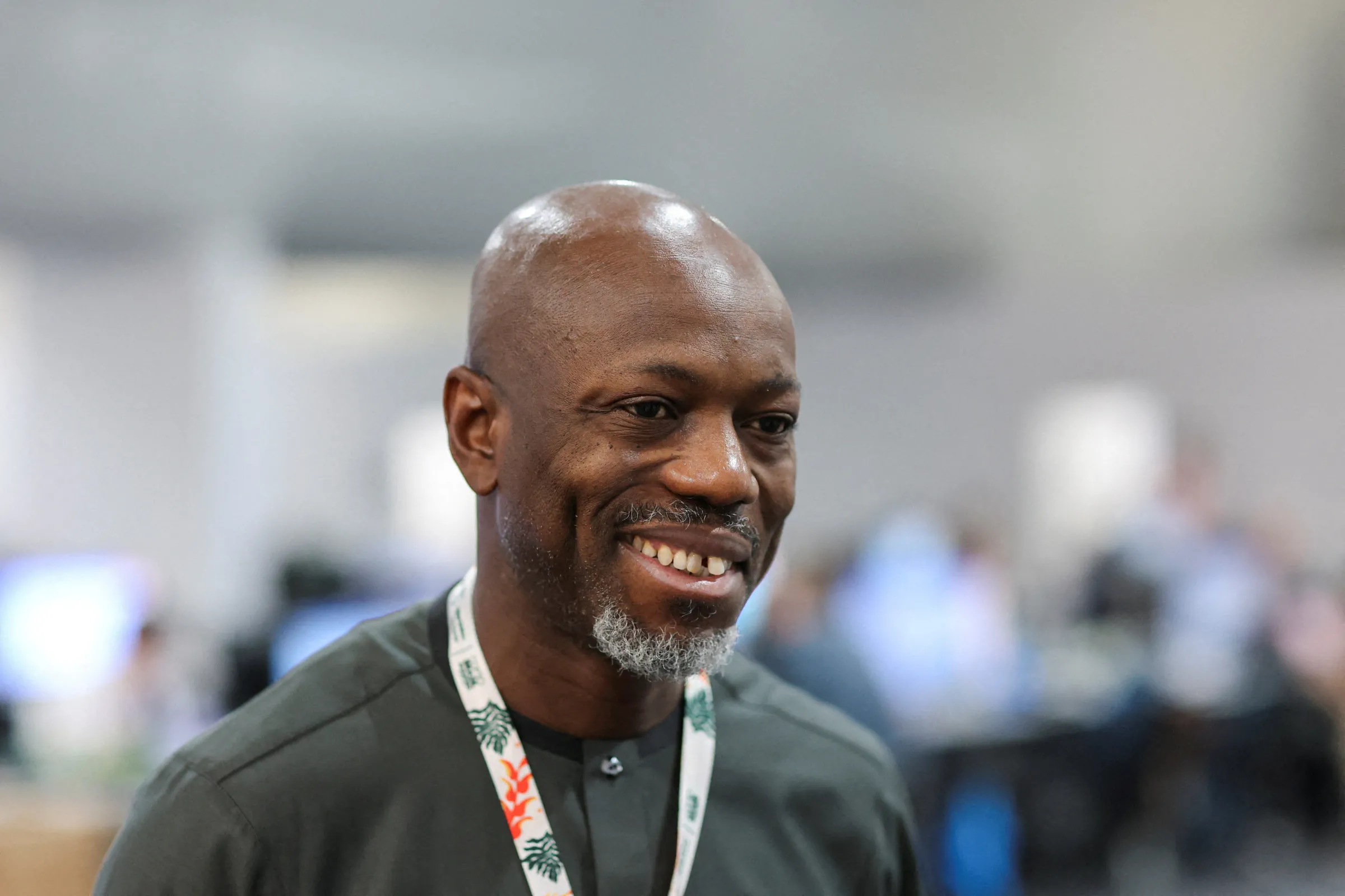 Sierra Leone's Minister of Environment and Climate Change Jiwoh Emmanuel Abdulai, reacts during an interview with Reuters TV, during the U.N. Climate Change Conference (COP30), in Belem, Brazil, November 19, 2025. REUTERS/Anderson Coelho