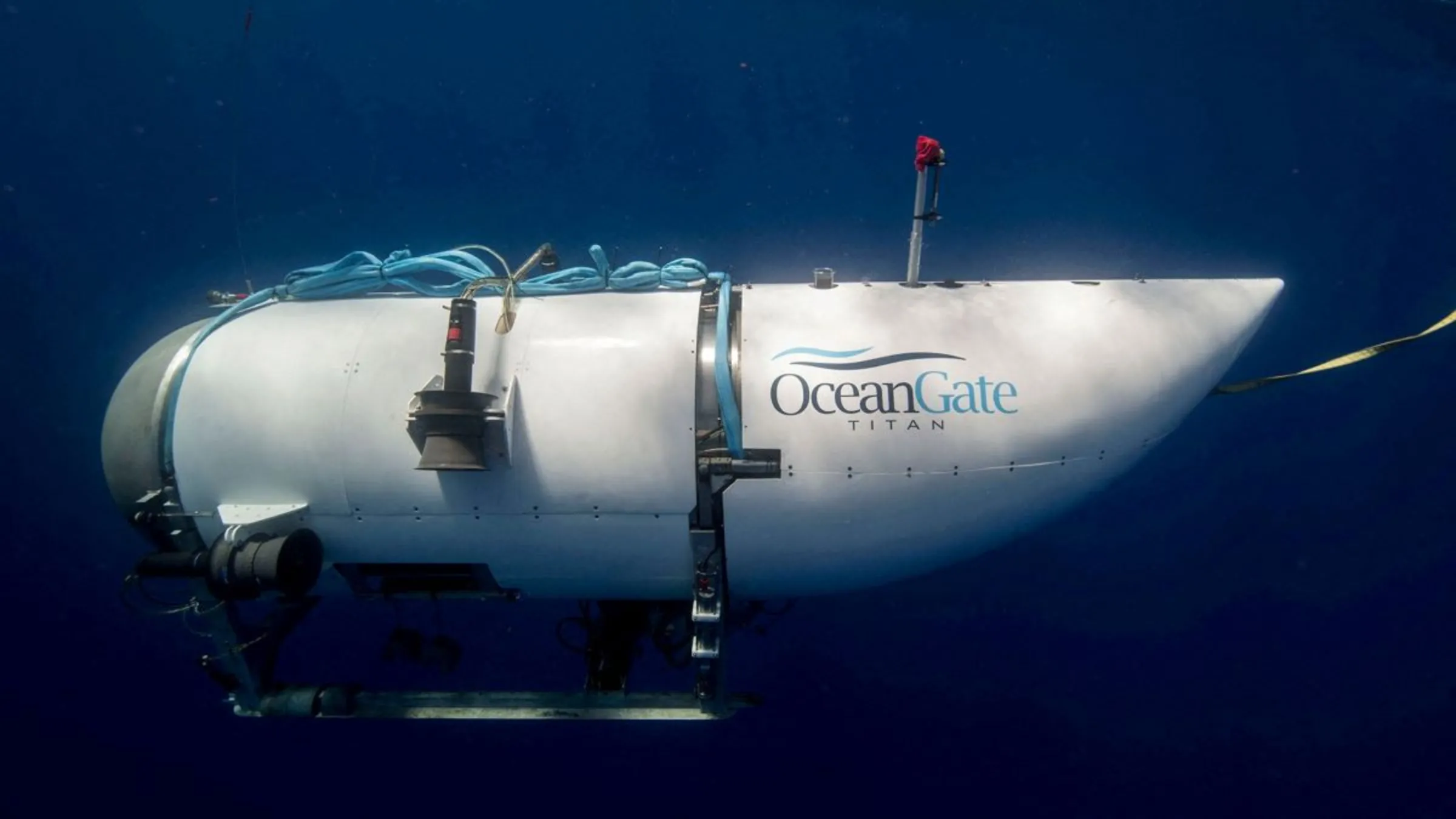 The Titan submersible, operated by OceanGate Expeditions to explore the wreckage of the sunken SS Titanic off the coast of Newfoundland, dives in an undated photograph. OceanGate Expeditions/Handout via REUTERS