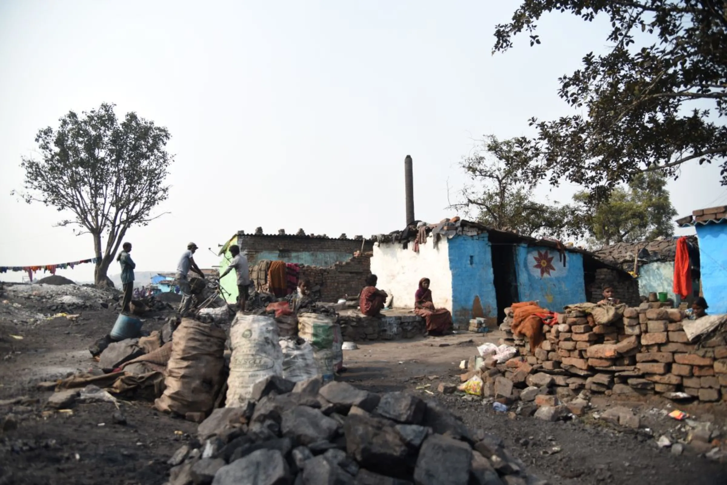 A habitation near a mining area in Jharia coalfield, India, November 10, 2022. Thomson Reuters Foundation/Tanmoy Bhaduri