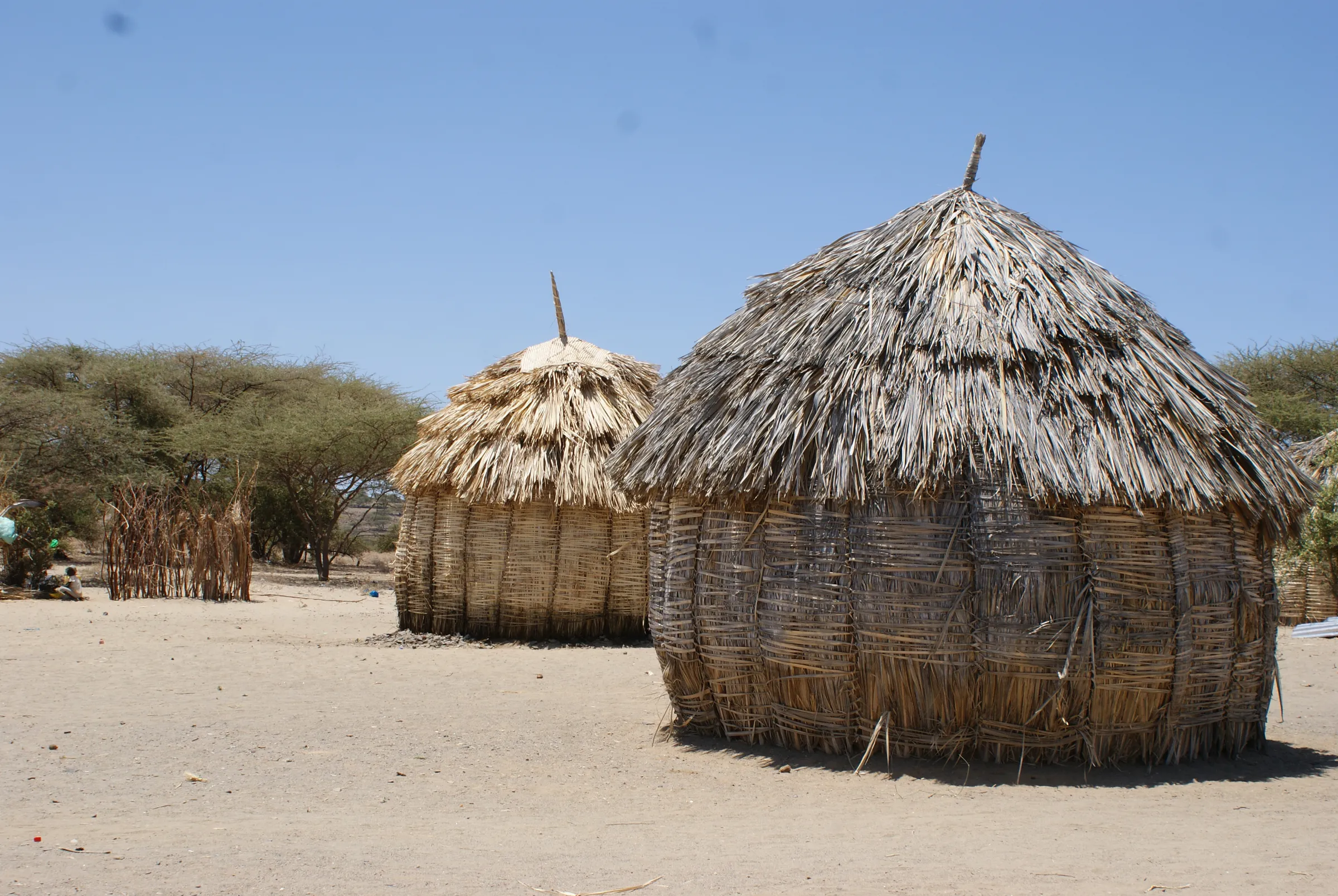 Thatched-roof houses stand in Kanamukuny village, northern Kenya, 19 September, 2022. THOMSON REUTERS FOUNDATION/Kagondu Njagi