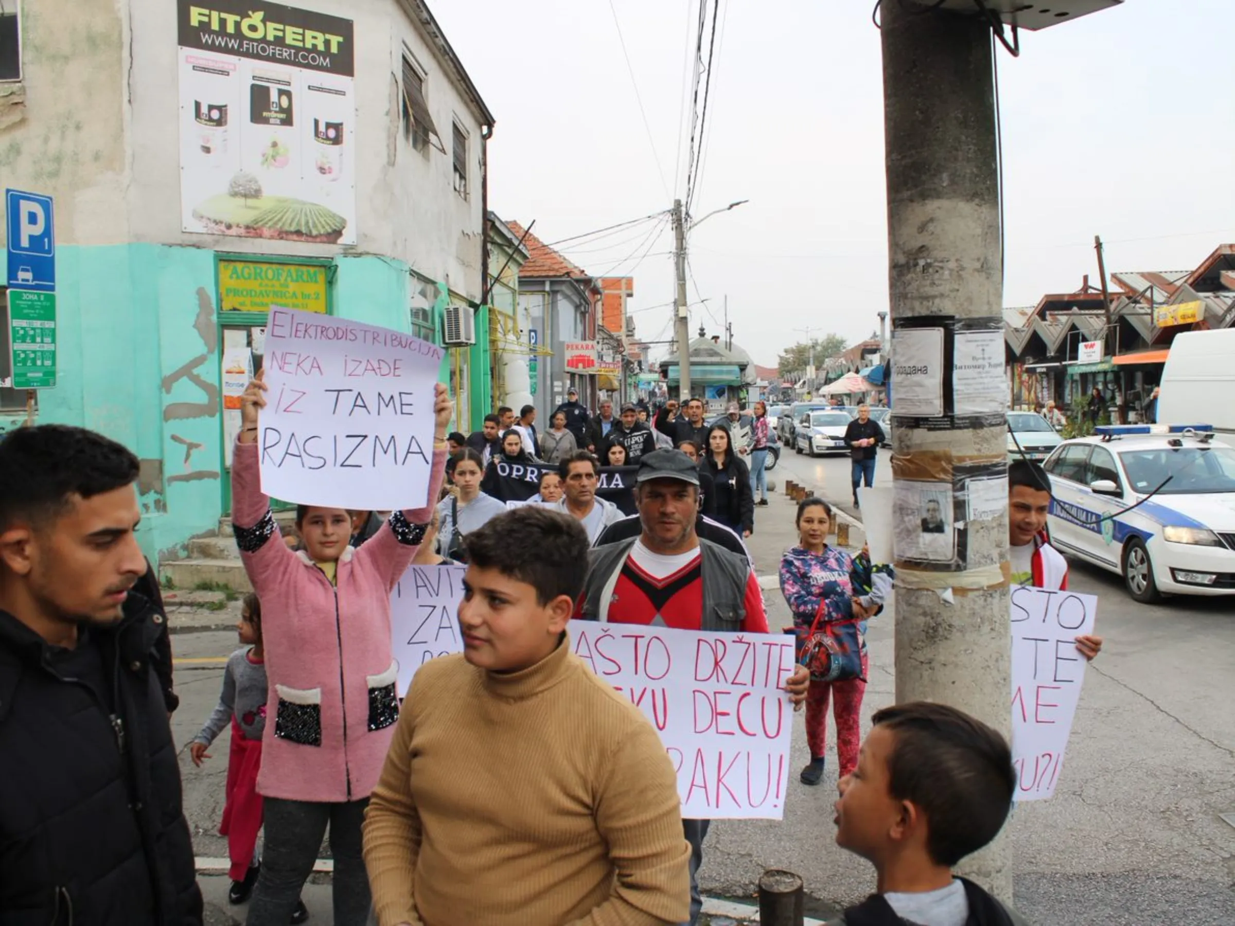 Roma people protesting electricity cuts in Nis, Serbia
