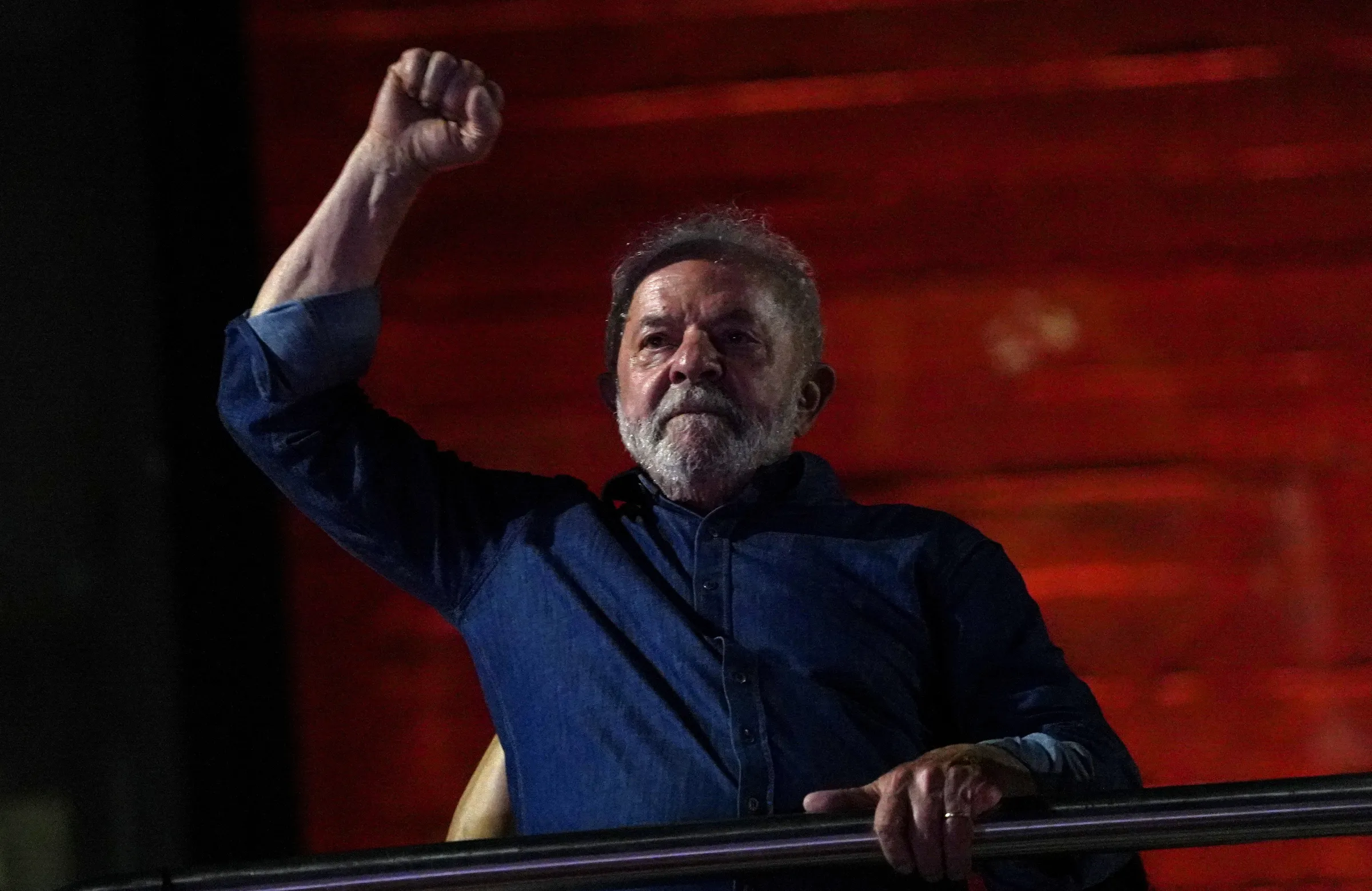 Brazil's former President and presidential candidate Luiz Inacio Lula da Silva reacts at an election night gathering on the day of the Brazilian presidential election run-off, in Sao Paulo, Brazil, October 30, 2022. REUTERS/Mariana Greif