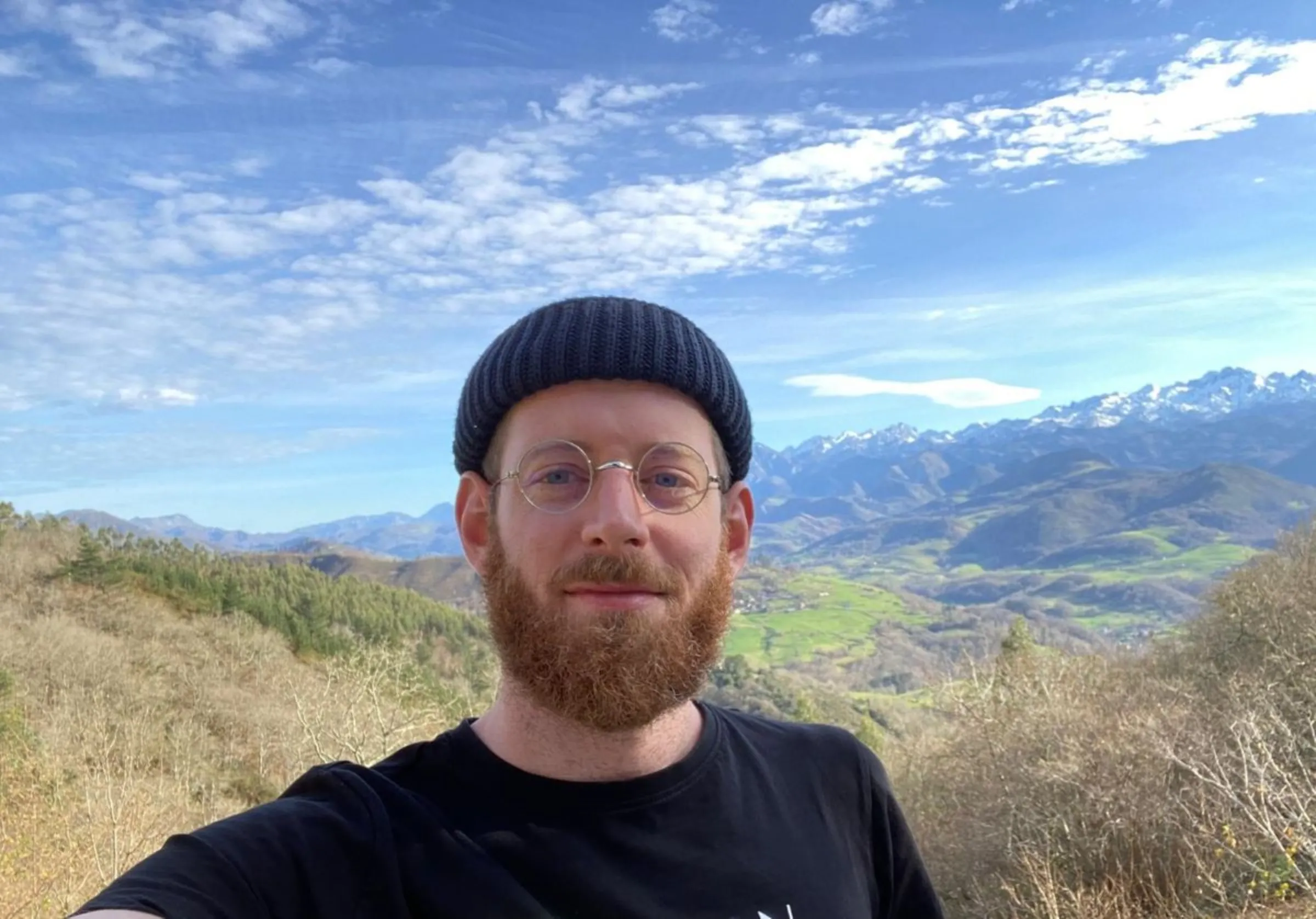 Teacher, Ivan, who only wanted his first name to be used, poses for a photo in Austrias, Spain, December 2022. Handout via Thomson Reuters Foundation