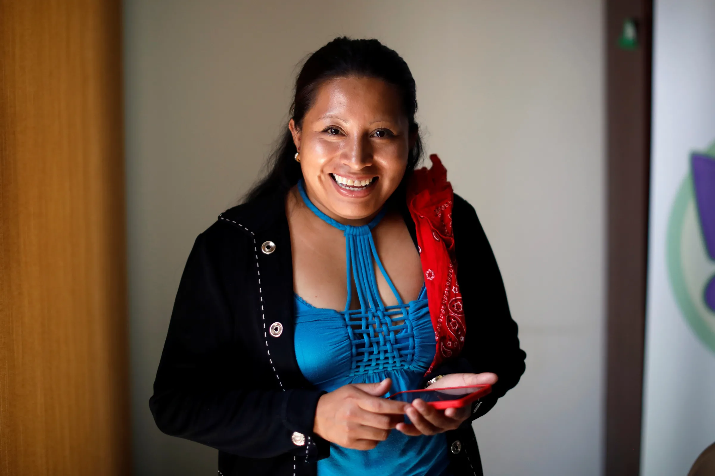 Teodora del Carmen Vazqez poses for a picture after an interview with Reuters following her release from jail in San Salvador, El Salvador, February 22, 2018