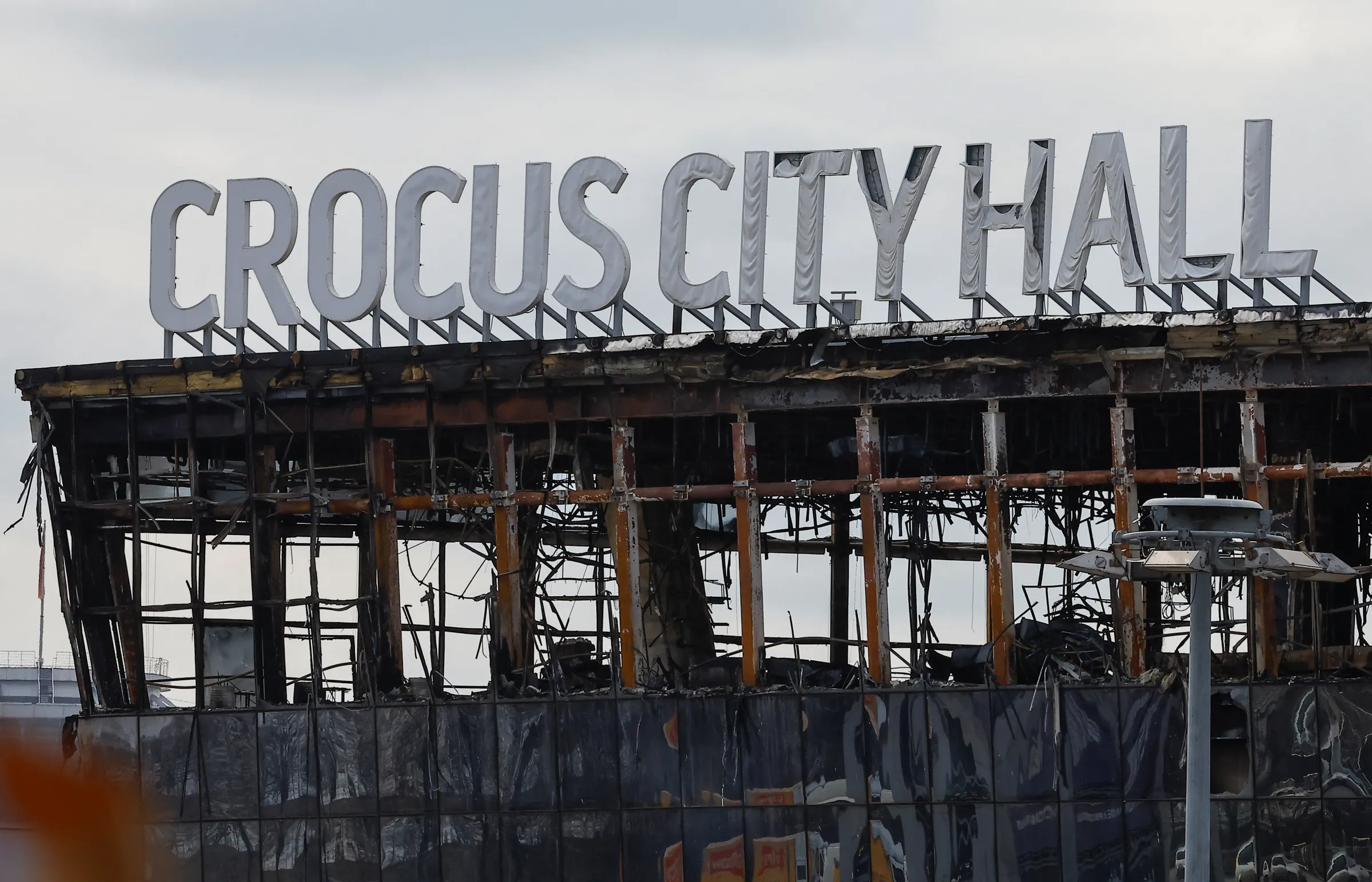 A view shows the burnt-out Crocus City Hall following a deadly attack on the concert venue outside Moscow, Russia, March 26, 2024. REUTERS/Evgenia Novozhenina