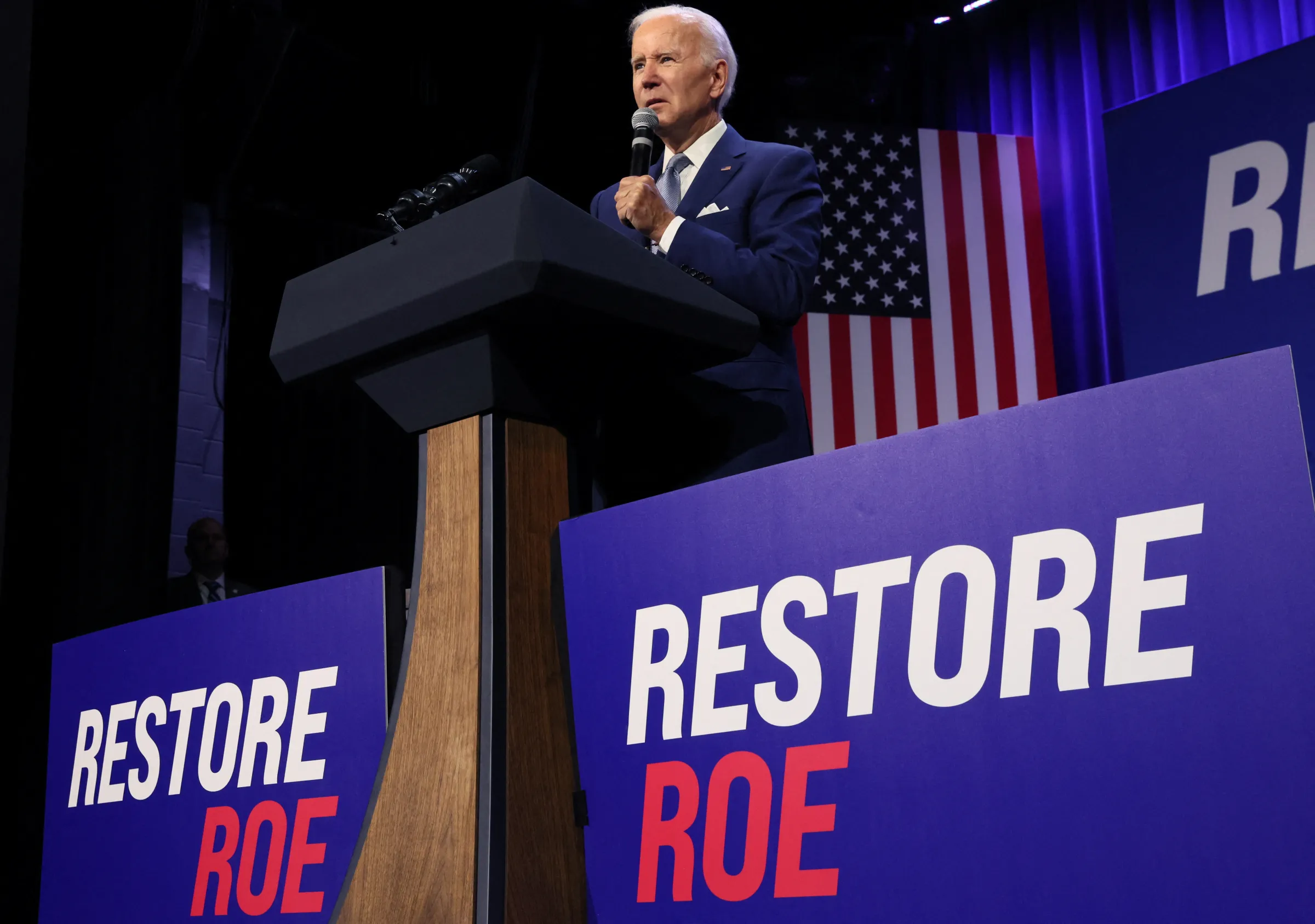 U.S. President Joe Biden delivers remarks on abortion rights in a speech hosted by the Democratic National Committee (DNC) at the Howard Theatre in Washington, U.S., October 18, 2022