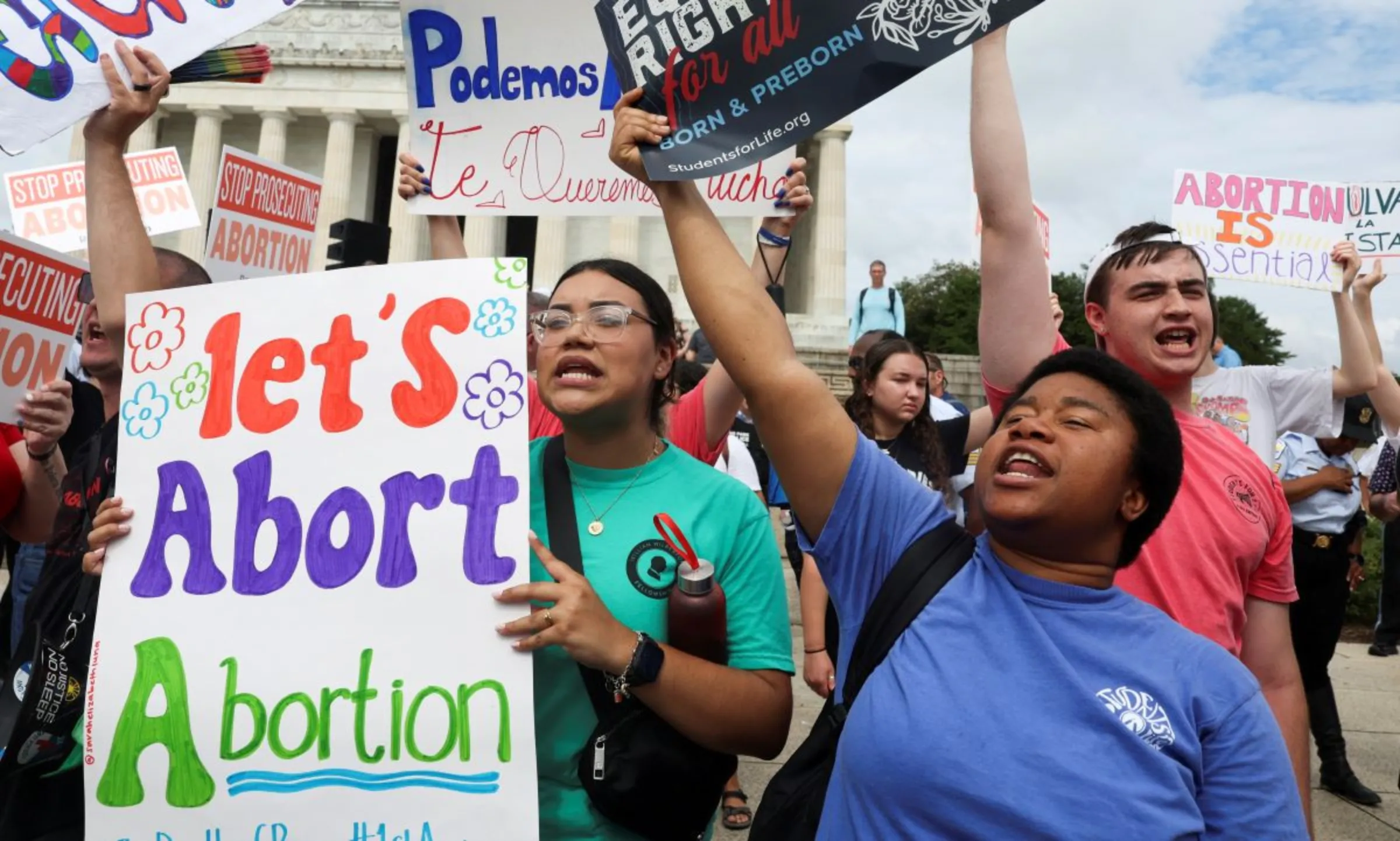 Anti-abortion demonstrators and counter protesters attend a rally in Washington, U.S., June 24, 2023