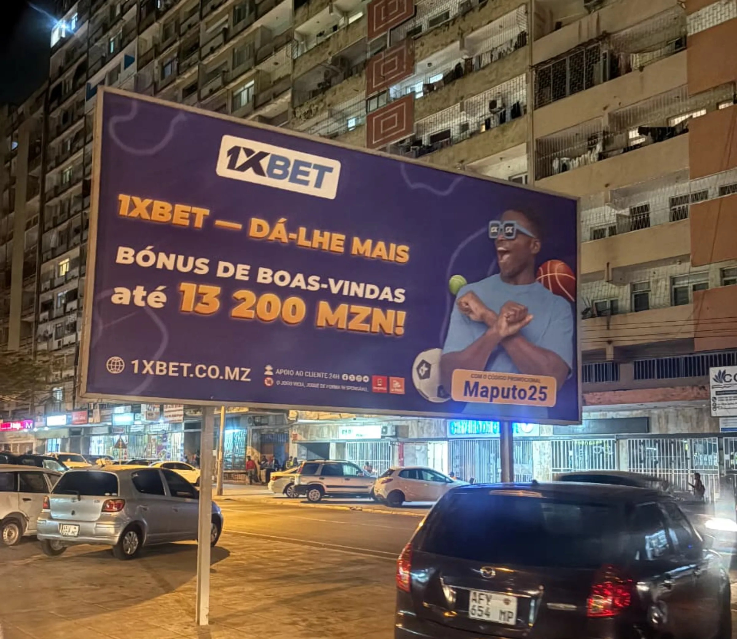 A billboard advertising a betting company in Maputo, Mozambique. November 17, 2025. Thomson Reuters Foundation/Samuel Comé