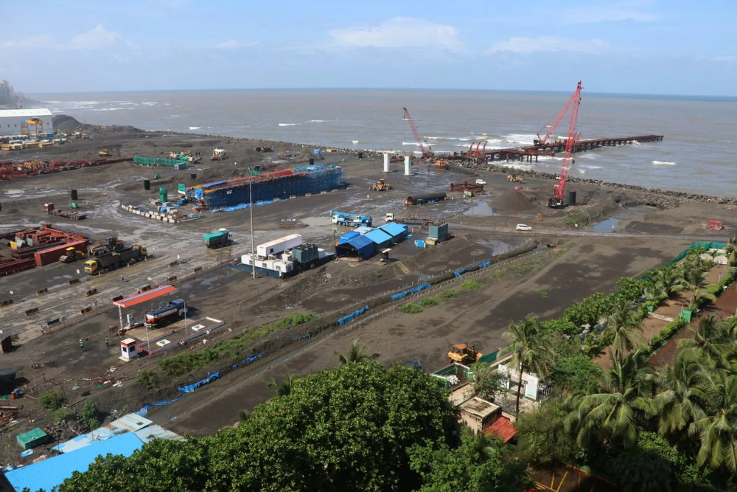 A view of construction of a new coastal road in Mumbai, India, September 9, 2021